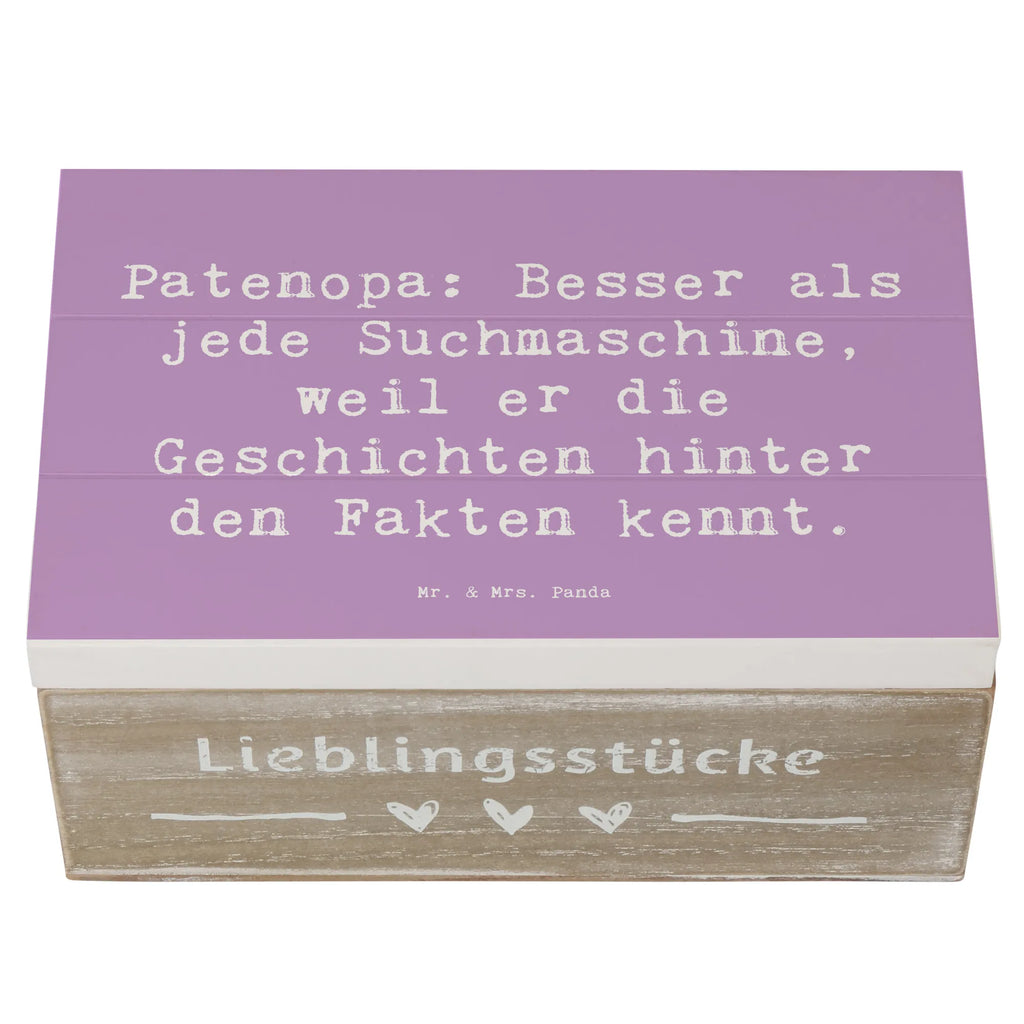 Wooden chest Saying Patenopa: Besser als jede Suchmaschine, weil er die Geschichten hinter den Fakten kennt. Kiste, Erinnerungskiste, Holzkiste, Aufbewahrungsbox, Schatzkiste, Geschenkbox, Schatulle, XXL, Erinnerungsbox, Dekokiste, Geschenkdose, Truhe, Familie, Vatertag, Muttertag, Bruder, Schwester, Mama, Papa, Oma, Opa