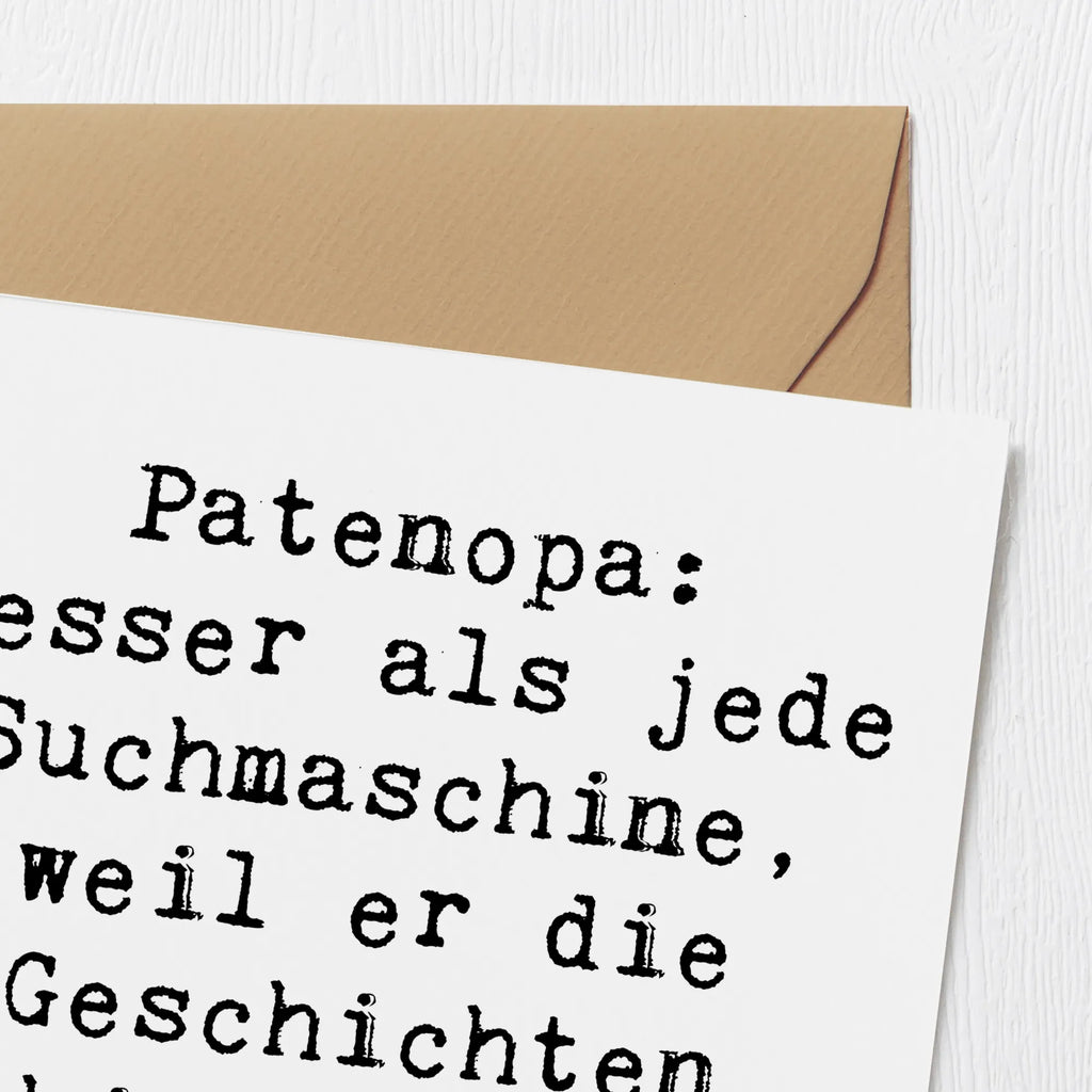 Deluxe Card Saying Patenopa: Besser als jede Suchmaschine, weil er die Geschichten hinter den Fakten kennt. Karte, Hochwertige Grußkarte, Hochzeitskarte, Hochwertige Klappkarte, Grußkarte, Einladungskarte, Klappkarte, Glückwunschkarte, Geburtstagskarte, Familie, Vatertag, Muttertag, Bruder, Schwester, Mama, Papa, Oma, Opa