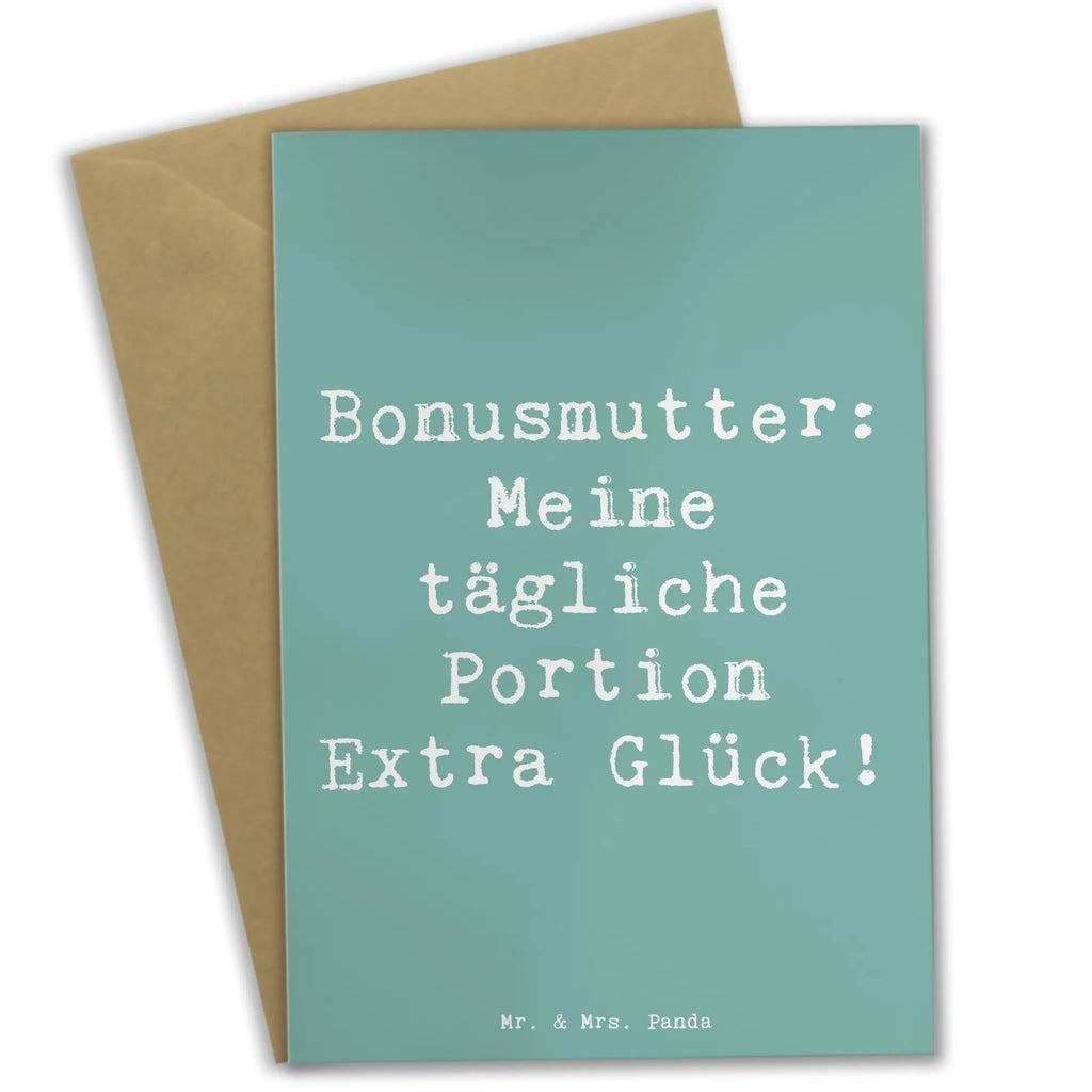 Greetings card Saying Bonusmutter: Meine tägliche Portion Extra Glück! Grußkarte, Klappkarte, Einladungskarte, Glückwunschkarte, Hochzeitskarte, Geburtstagskarte, Karte, Ansichtskarten, Familie, Vatertag, Muttertag, Bruder, Schwester, Mama, Papa, Oma, Opa