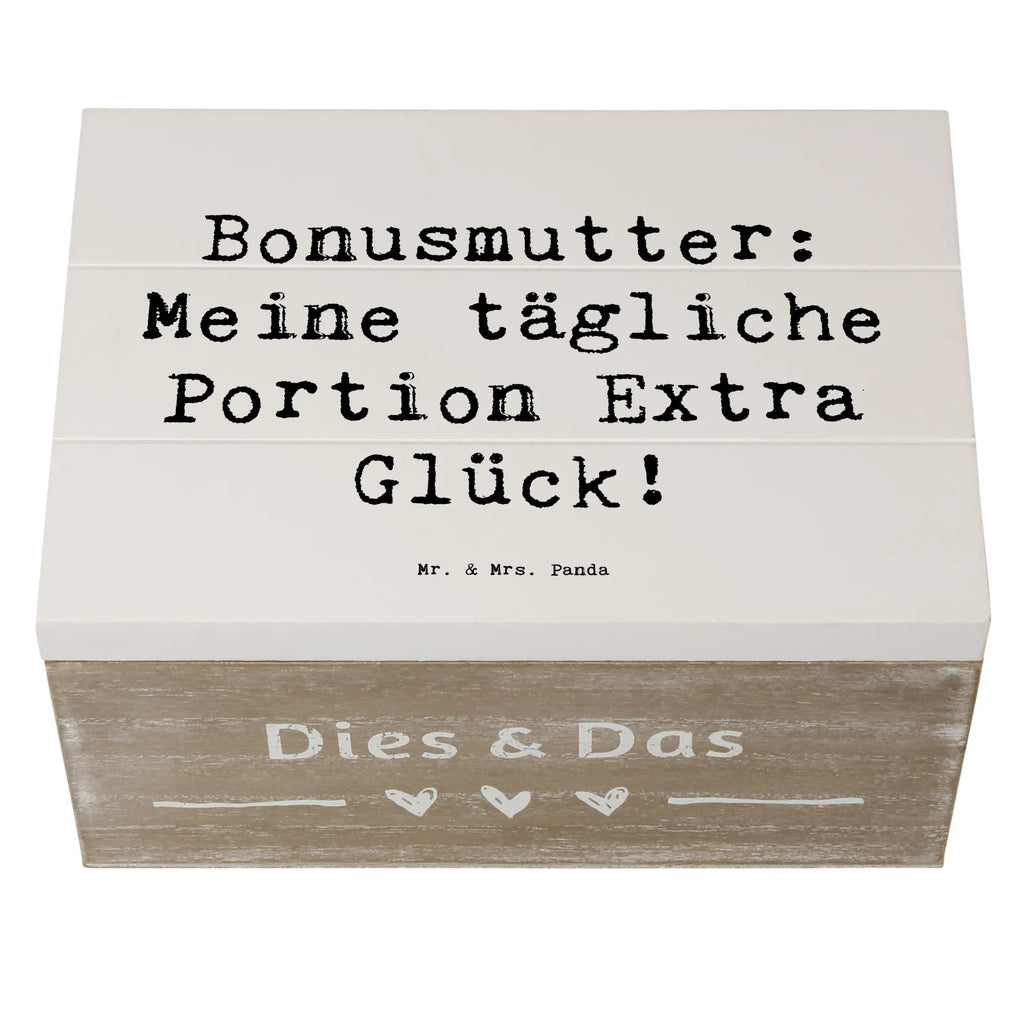 Wooden chest Saying Bonusmutter: Meine tägliche Portion Extra Glück! Schatulle, Dekokiste, Erinnerungsbox, Schatzkiste, Aufbewahrungsbox, Truhe, Geschenkdose, Kiste, Holzkiste, XXL, Erinnerungskiste, Geschenkbox, Familie, Vatertag, Muttertag, Bruder, Schwester, Mama, Papa, Oma, Opa