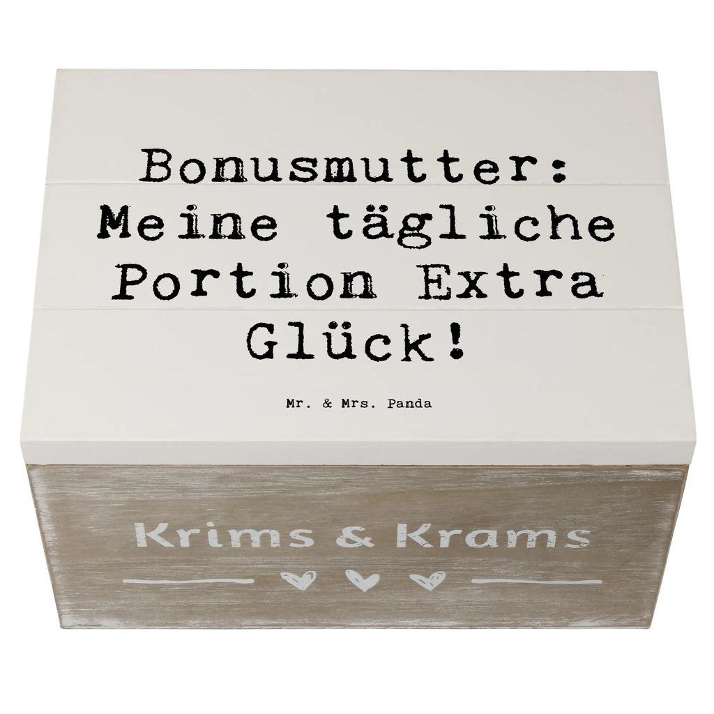 Wooden chest Saying Bonusmutter: Meine tägliche Portion Extra Glück! Schatulle, Dekokiste, Erinnerungsbox, Schatzkiste, Aufbewahrungsbox, Truhe, Geschenkdose, Kiste, Holzkiste, XXL, Erinnerungskiste, Geschenkbox, Familie, Vatertag, Muttertag, Bruder, Schwester, Mama, Papa, Oma, Opa
