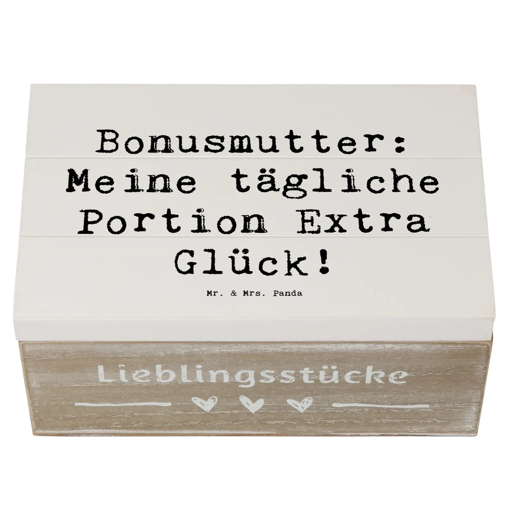 Wooden chest Saying Bonusmutter: Meine tägliche Portion Extra Glück! Schatulle, Dekokiste, Erinnerungsbox, Schatzkiste, Aufbewahrungsbox, Truhe, Geschenkdose, Kiste, Holzkiste, XXL, Erinnerungskiste, Geschenkbox, Familie, Vatertag, Muttertag, Bruder, Schwester, Mama, Papa, Oma, Opa