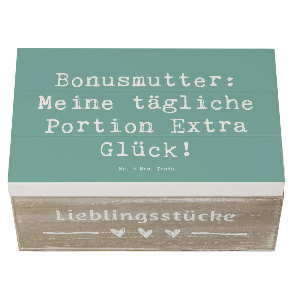 Wooden chest Saying Bonusmutter: Meine tägliche Portion Extra Glück! Schatulle, Dekokiste, Erinnerungsbox, Schatzkiste, Aufbewahrungsbox, Truhe, Geschenkdose, Kiste, Holzkiste, XXL, Erinnerungskiste, Geschenkbox, Familie, Vatertag, Muttertag, Bruder, Schwester, Mama, Papa, Oma, Opa