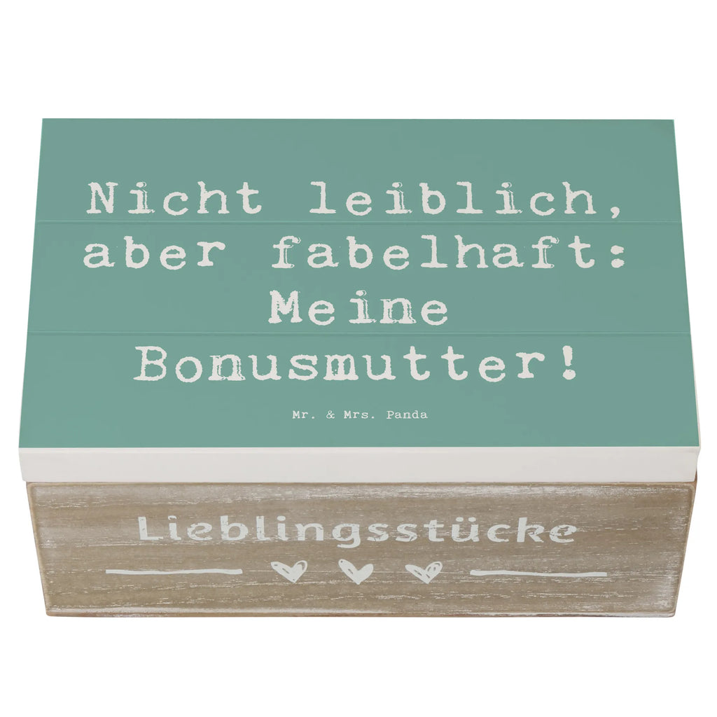 Wooden chest Saying Nicht leiblich, aber fabelhaft: Meine Bonusmutter! XXL, Kiste, Erinnerungsbox, Schatulle, Dekokiste, Schatzkiste, Erinnerungskiste, Holzkiste, Geschenkbox, Aufbewahrungsbox, Truhe, Geschenkdose, Familie, Vatertag, Muttertag, Bruder, Schwester, Mama, Papa, Oma, Opa