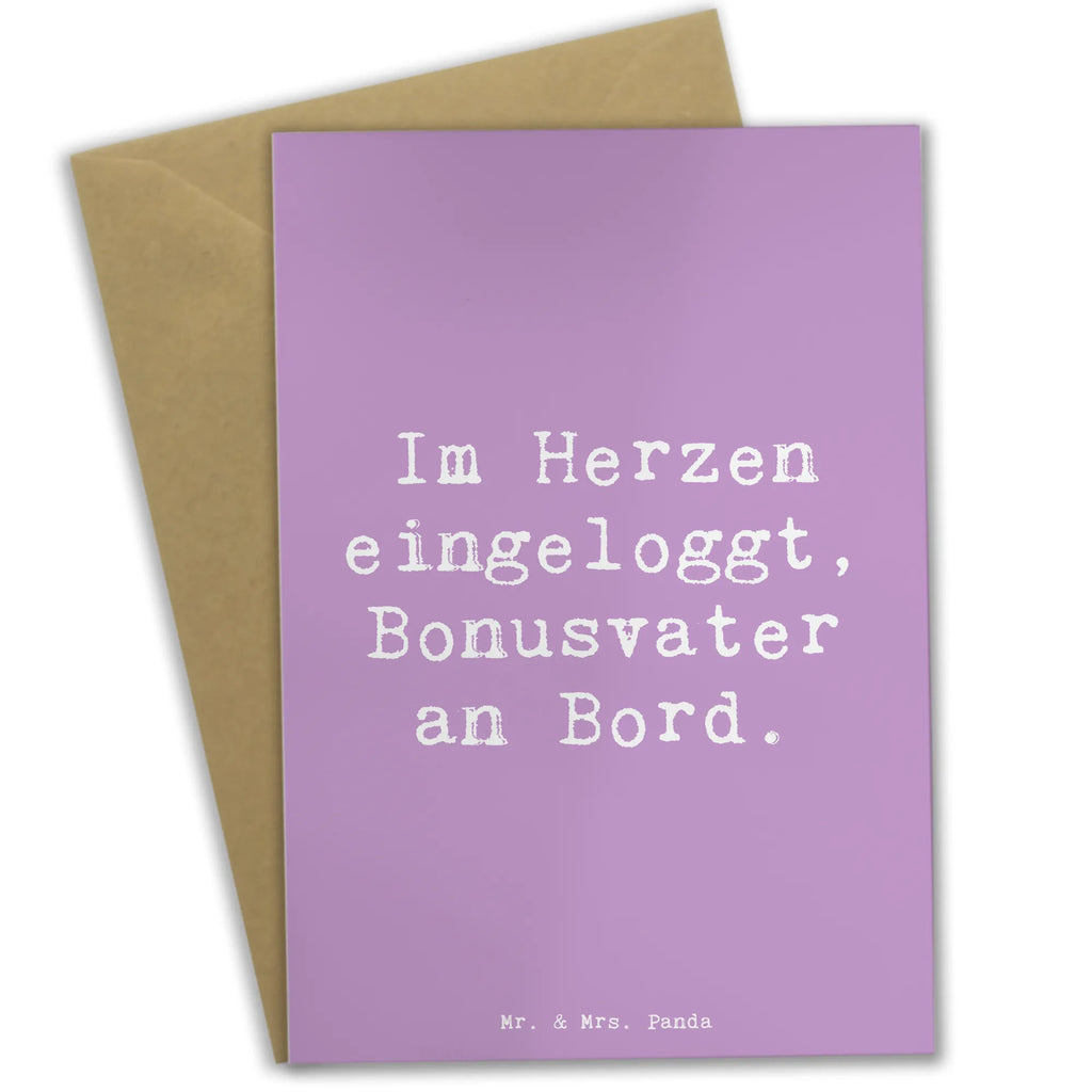 Greetings card Saying Im Herzen eingeloggt, Bonusvater an Bord. Grußkarte, Klappkarte, Einladungskarte, Glückwunschkarte, Hochzeitskarte, Geburtstagskarte, Karte, Ansichtskarten, Familie, Vatertag, Muttertag, Bruder, Schwester, Mama, Papa, Oma, Opa