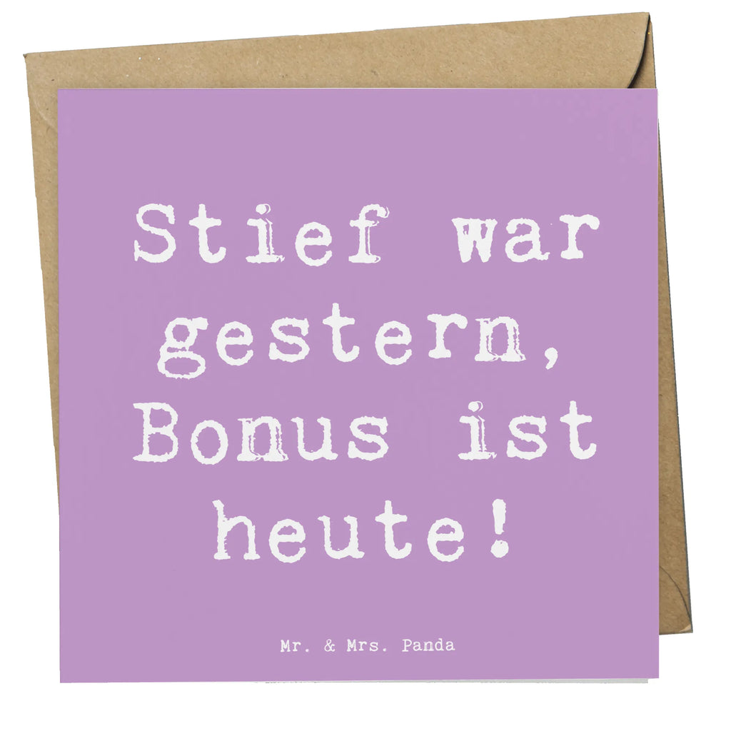 Deluxe Card Saying Stief war gestern, Bonus ist heute! Glückwunschkarte, Hochwertige Grußkarte, Hochwertige Klappkarte, Karte, Grußkarte, Hochzeitskarte, Einladungskarte, Geburtstagskarte, Klappkarte, Familie, Vatertag, Muttertag, Bruder, Schwester, Mama, Papa, Oma, Opa