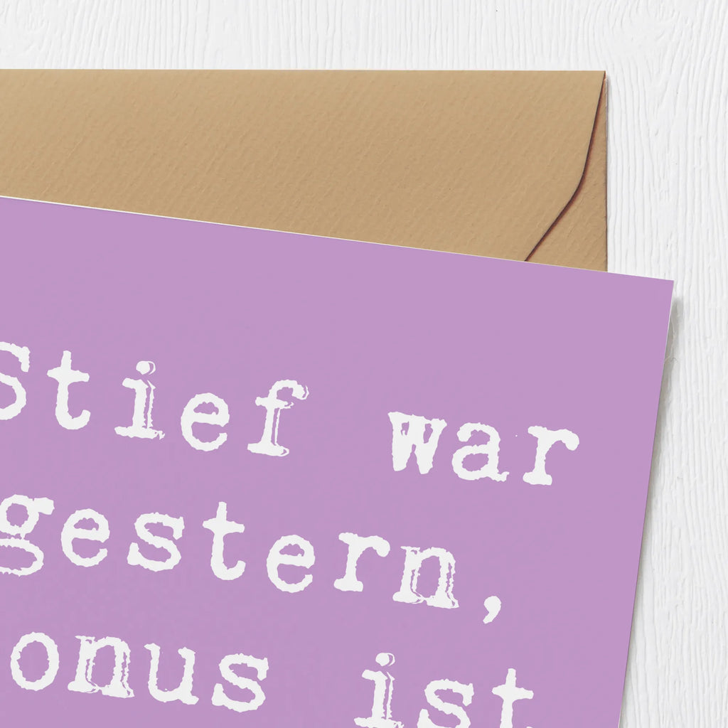 Deluxe Card Saying Stief war gestern, Bonus ist heute! Glückwunschkarte, Hochwertige Grußkarte, Hochwertige Klappkarte, Karte, Grußkarte, Hochzeitskarte, Einladungskarte, Geburtstagskarte, Klappkarte, Familie, Vatertag, Muttertag, Bruder, Schwester, Mama, Papa, Oma, Opa