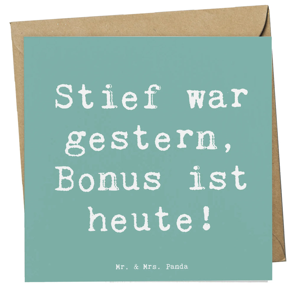 Deluxe Card Saying Stief war gestern, Bonus ist heute! Glückwunschkarte, Hochwertige Grußkarte, Hochwertige Klappkarte, Karte, Grußkarte, Hochzeitskarte, Einladungskarte, Geburtstagskarte, Klappkarte, Familie, Vatertag, Muttertag, Bruder, Schwester, Mama, Papa, Oma, Opa