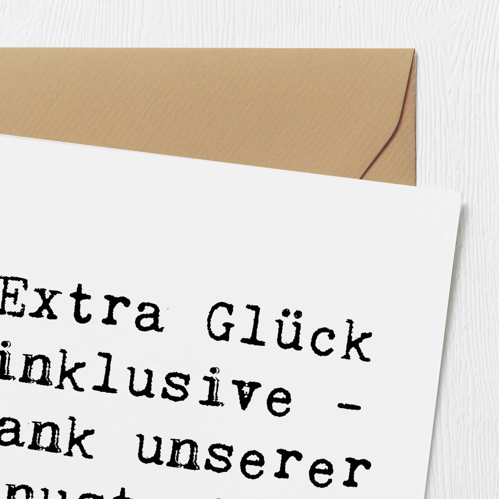 Deluxe Card Saying Extra Glück inklusive - dank unserer Bonustochter! Karte, Hochzeitskarte, Hochwertige Klappkarte, Geburtstagskarte, Hochwertige Grußkarte, Einladungskarte, Glückwunschkarte, Grußkarte, Klappkarte, Familie, Vatertag, Muttertag, Bruder, Schwester, Mama, Papa, Oma, Opa