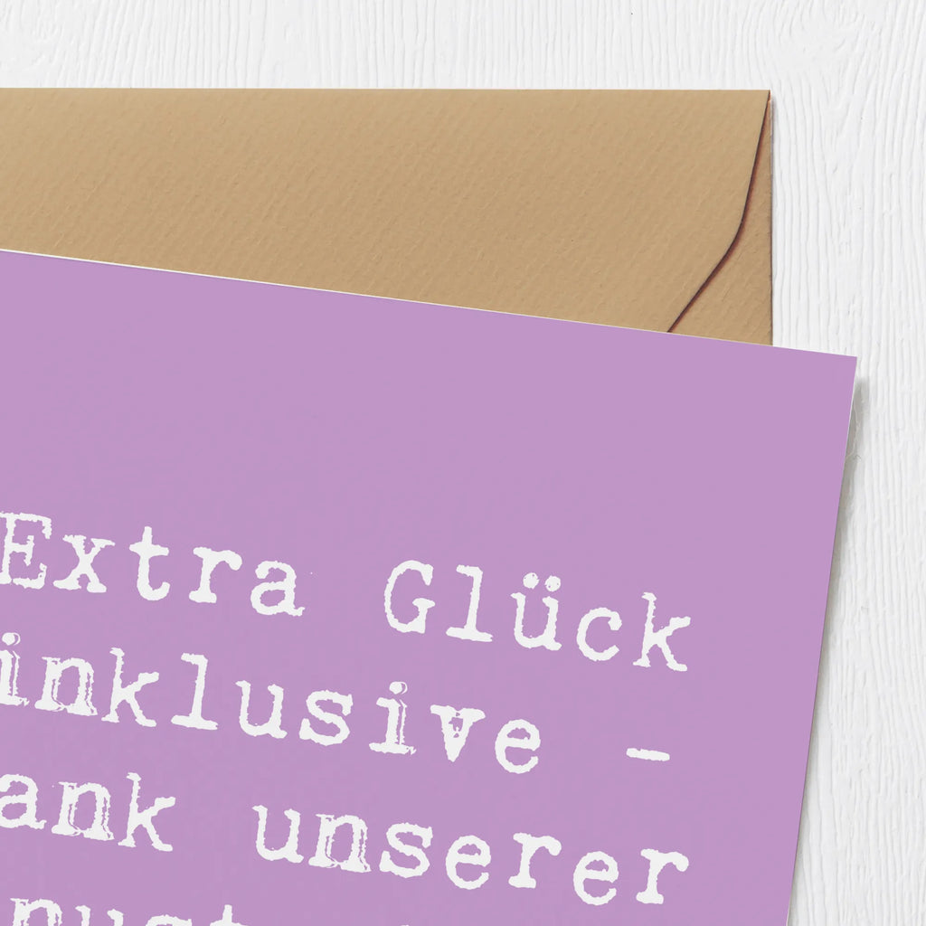 Deluxe Card Saying Extra Glück inklusive - dank unserer Bonustochter! Karte, Hochzeitskarte, Hochwertige Klappkarte, Geburtstagskarte, Hochwertige Grußkarte, Einladungskarte, Glückwunschkarte, Grußkarte, Klappkarte, Familie, Vatertag, Muttertag, Bruder, Schwester, Mama, Papa, Oma, Opa
