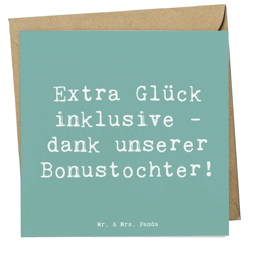 Deluxe Card Saying Extra Glück inklusive - dank unserer Bonustochter! Karte, Hochzeitskarte, Hochwertige Klappkarte, Geburtstagskarte, Hochwertige Grußkarte, Einladungskarte, Glückwunschkarte, Grußkarte, Klappkarte, Familie, Vatertag, Muttertag, Bruder, Schwester, Mama, Papa, Oma, Opa