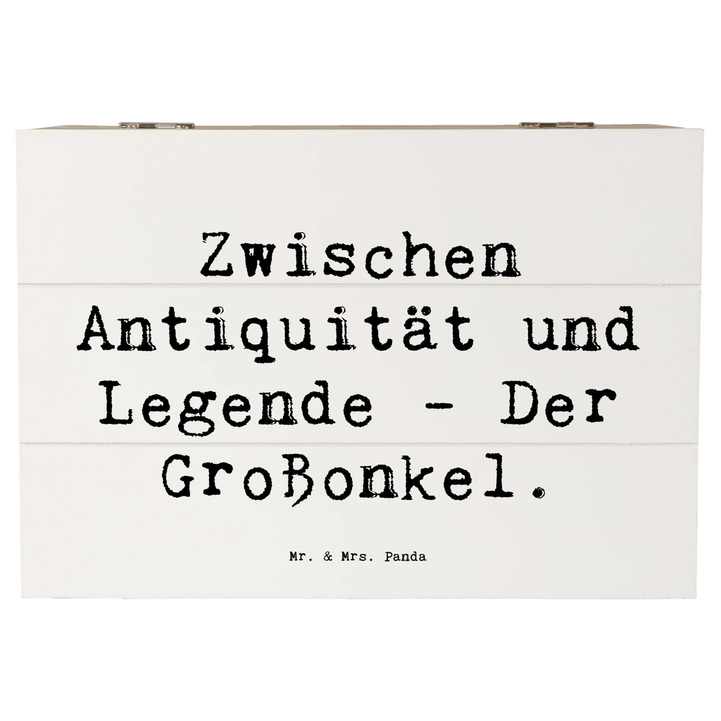 Holzkiste Spruch Zwischen Antiquität und Legende - Der Großonkel. Schatulle, Aufbewahrungsbox, Holzkiste, Geschenkdose, Kiste, Erinnerungsbox, Schatzkiste, Dekokiste, Geschenkbox, Erinnerungskiste, Truhe, XXL, Familie, Vatertag, Muttertag, Bruder, Schwester, Mama, Papa, Oma, Opa