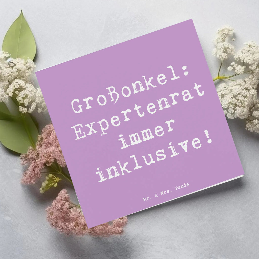 Deluxe Card Saying Großonkel: Expertenrat immer inklusive! Einladungskarte, Hochzeitskarte, Hochwertige Klappkarte, Glückwunschkarte, Karte, Grußkarte, Klappkarte, Geburtstagskarte, Hochwertige Grußkarte, Familie, Vatertag, Muttertag, Bruder, Schwester, Mama, Papa, Oma, Opa