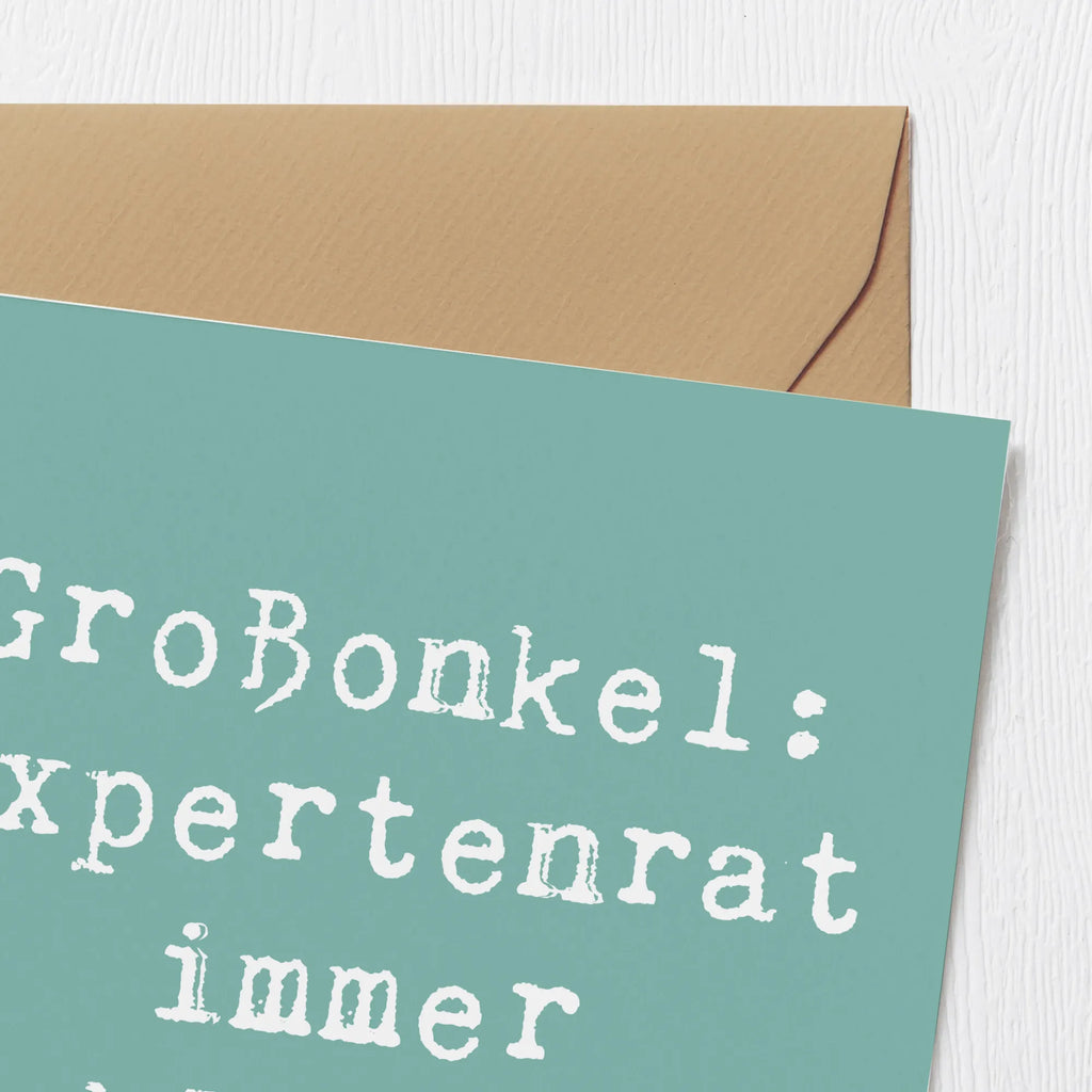 Deluxe Card Saying Großonkel: Expertenrat immer inklusive! Einladungskarte, Hochzeitskarte, Hochwertige Klappkarte, Glückwunschkarte, Karte, Grußkarte, Klappkarte, Geburtstagskarte, Hochwertige Grußkarte, Familie, Vatertag, Muttertag, Bruder, Schwester, Mama, Papa, Oma, Opa
