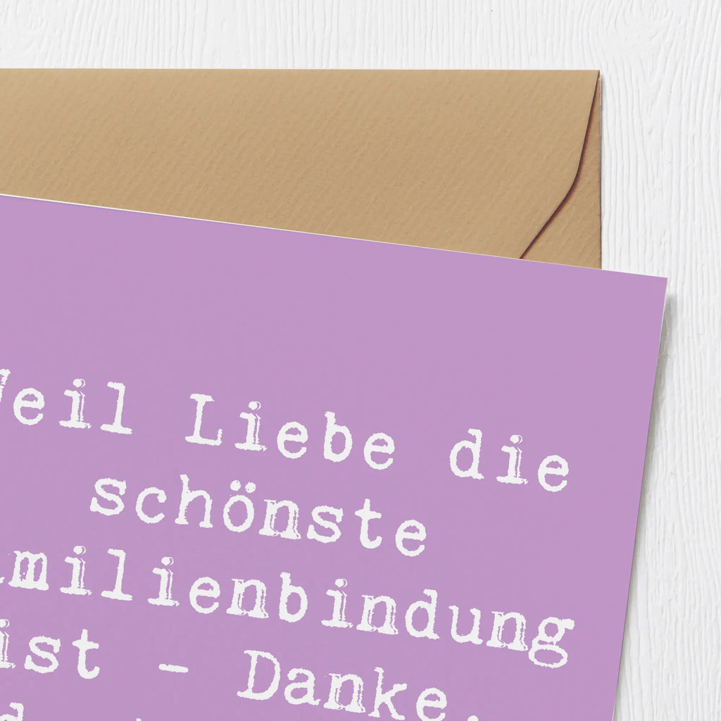 Deluxe Card Saying Weil Liebe die schönste Familienbindung ist - Danke, Adoptivvater! Karte, Geburtstagskarte, Hochzeitskarte, Hochwertige Klappkarte, Grußkarte, Hochwertige Grußkarte, Einladungskarte, Klappkarte, Glückwunschkarte, Familie, Vatertag, Muttertag, Bruder, Schwester, Mama, Papa, Oma, Opa