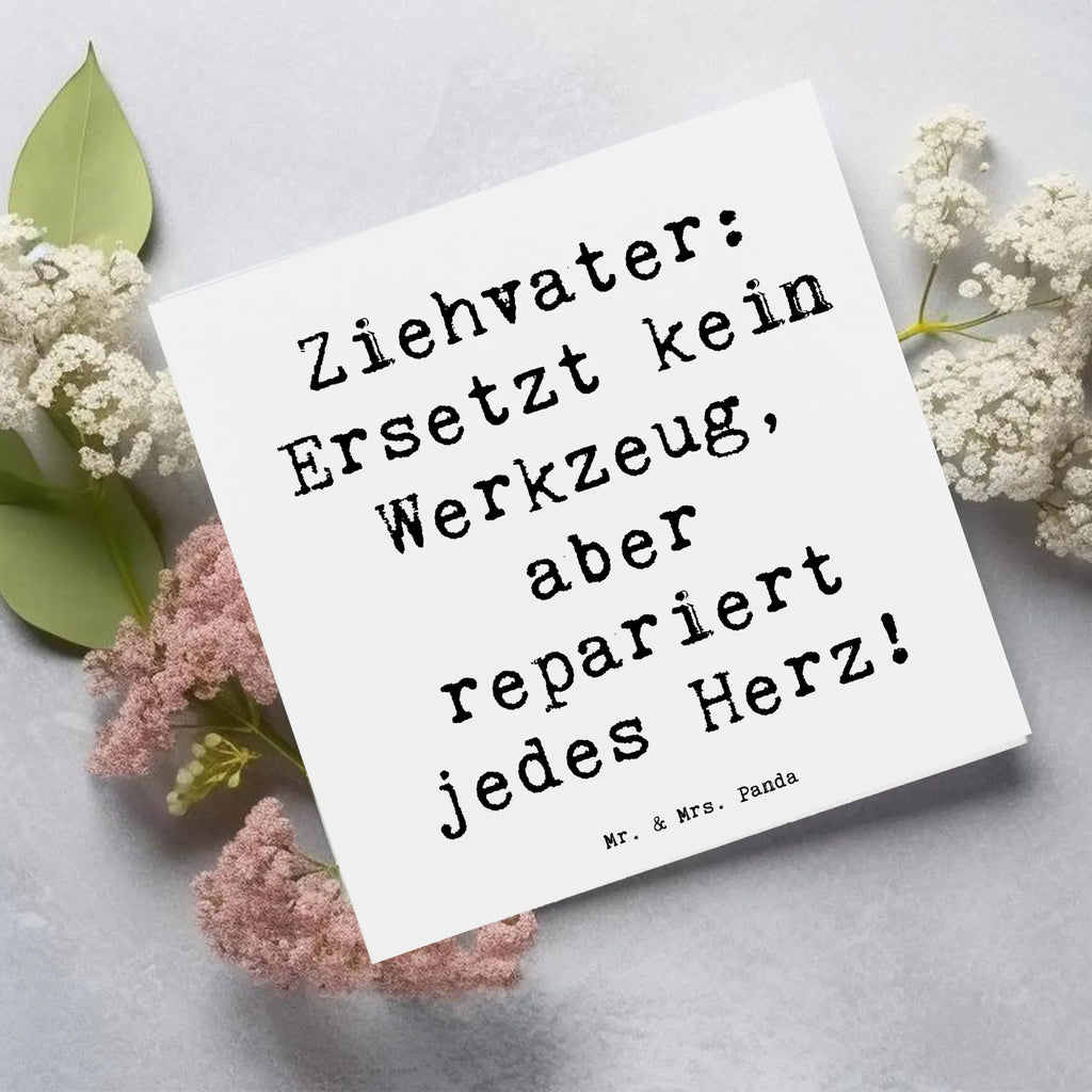 Deluxe Card Saying Ziehvater: Ersetzt kein Werkzeug, aber repariert jedes Herz! Glückwunschkarte, Hochwertige Klappkarte, Karte, Hochzeitskarte, Hochwertige Grußkarte, Klappkarte, Grußkarte, Einladungskarte, Geburtstagskarte, Familie, Vatertag, Muttertag, Bruder, Schwester, Mama, Papa, Oma, Opa