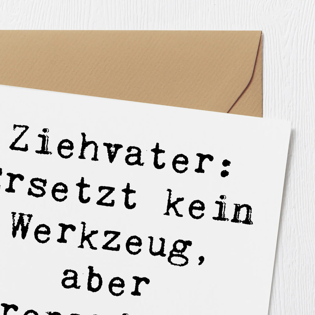 Deluxe Card Saying Ziehvater: Ersetzt kein Werkzeug, aber repariert jedes Herz! Glückwunschkarte, Hochwertige Klappkarte, Karte, Hochzeitskarte, Hochwertige Grußkarte, Klappkarte, Grußkarte, Einladungskarte, Geburtstagskarte, Familie, Vatertag, Muttertag, Bruder, Schwester, Mama, Papa, Oma, Opa