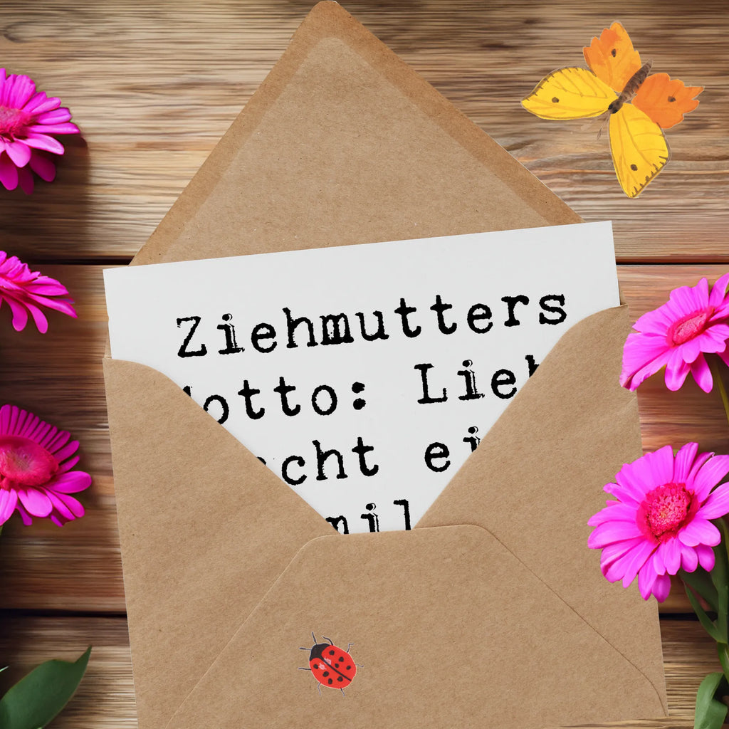 Deluxe Karte Spruch Ziehmutter Liebe Karte, Geburtstagskarte, Hochwertige Grußkarte, Glückwunschkarte, Einladungskarte, Hochwertige Klappkarte, Klappkarte, Hochzeitskarte, Grußkarte, Familie, Vatertag, Muttertag, Bruder, Schwester, Mama, Papa, Oma, Opa