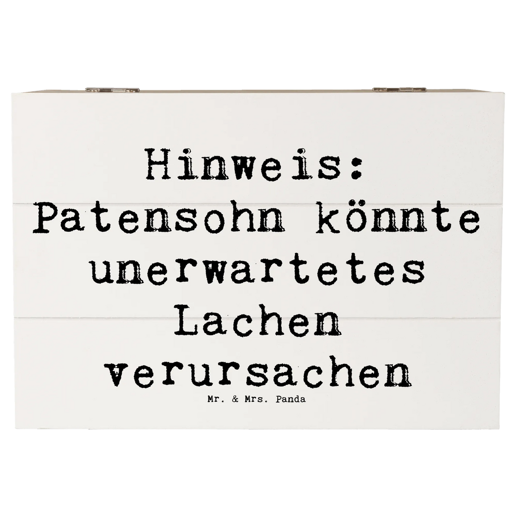 Wooden chest Saying Hinweis: Patensohn könnte unerwartetes Lachen verursachen Schatulle, Dekokiste, Truhe, Aufbewahrungsbox, Erinnerungsbox, Holzkiste, Schatzkiste, Kiste, Erinnerungskiste, XXL, Geschenkbox, Geschenkdose, Familie, Vatertag, Muttertag, Bruder, Schwester, Mama, Papa, Oma, Opa