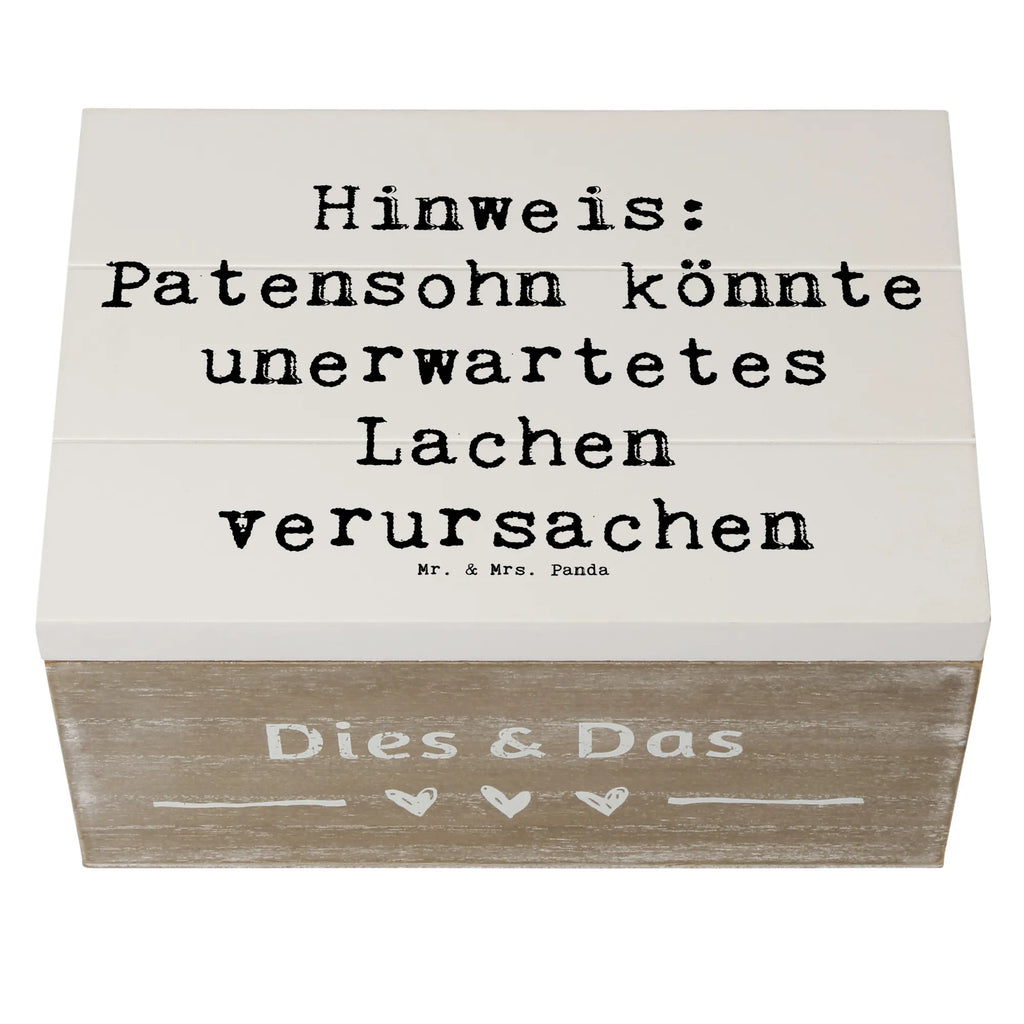 Wooden chest Saying Hinweis: Patensohn könnte unerwartetes Lachen verursachen Schatulle, Dekokiste, Truhe, Aufbewahrungsbox, Erinnerungsbox, Holzkiste, Schatzkiste, Kiste, Erinnerungskiste, XXL, Geschenkbox, Geschenkdose, Familie, Vatertag, Muttertag, Bruder, Schwester, Mama, Papa, Oma, Opa