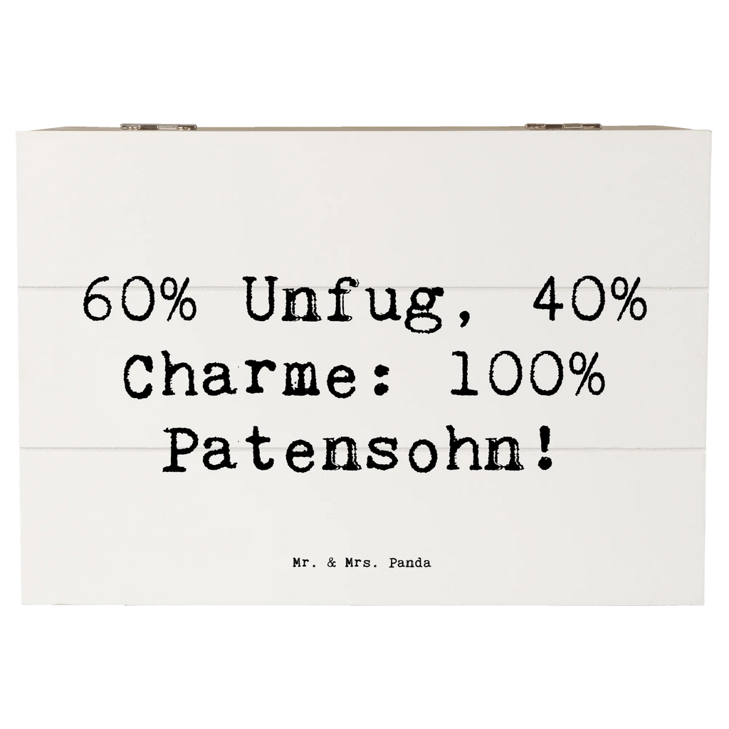 Wooden chest Saying 60% Unfug, 40% Charme: 100% Patensohn! Truhe, Erinnerungsbox, Schatulle, Erinnerungskiste, Dekokiste, Geschenkbox, Geschenkdose, Kiste, Schatzkiste, Aufbewahrungsbox, XXL, Holzkiste, Familie, Vatertag, Muttertag, Bruder, Schwester, Mama, Papa, Oma, Opa