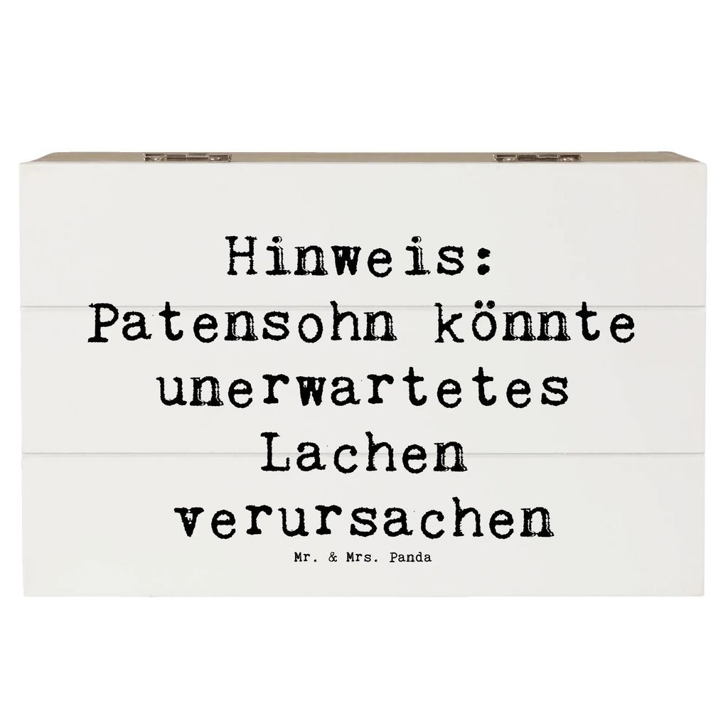 Wooden chest Saying Hinweis: Patensohn könnte unerwartetes Lachen verursachen Schatulle, Dekokiste, Truhe, Aufbewahrungsbox, Erinnerungsbox, Holzkiste, Schatzkiste, Kiste, Erinnerungskiste, XXL, Geschenkbox, Geschenkdose, Familie, Vatertag, Muttertag, Bruder, Schwester, Mama, Papa, Oma, Opa