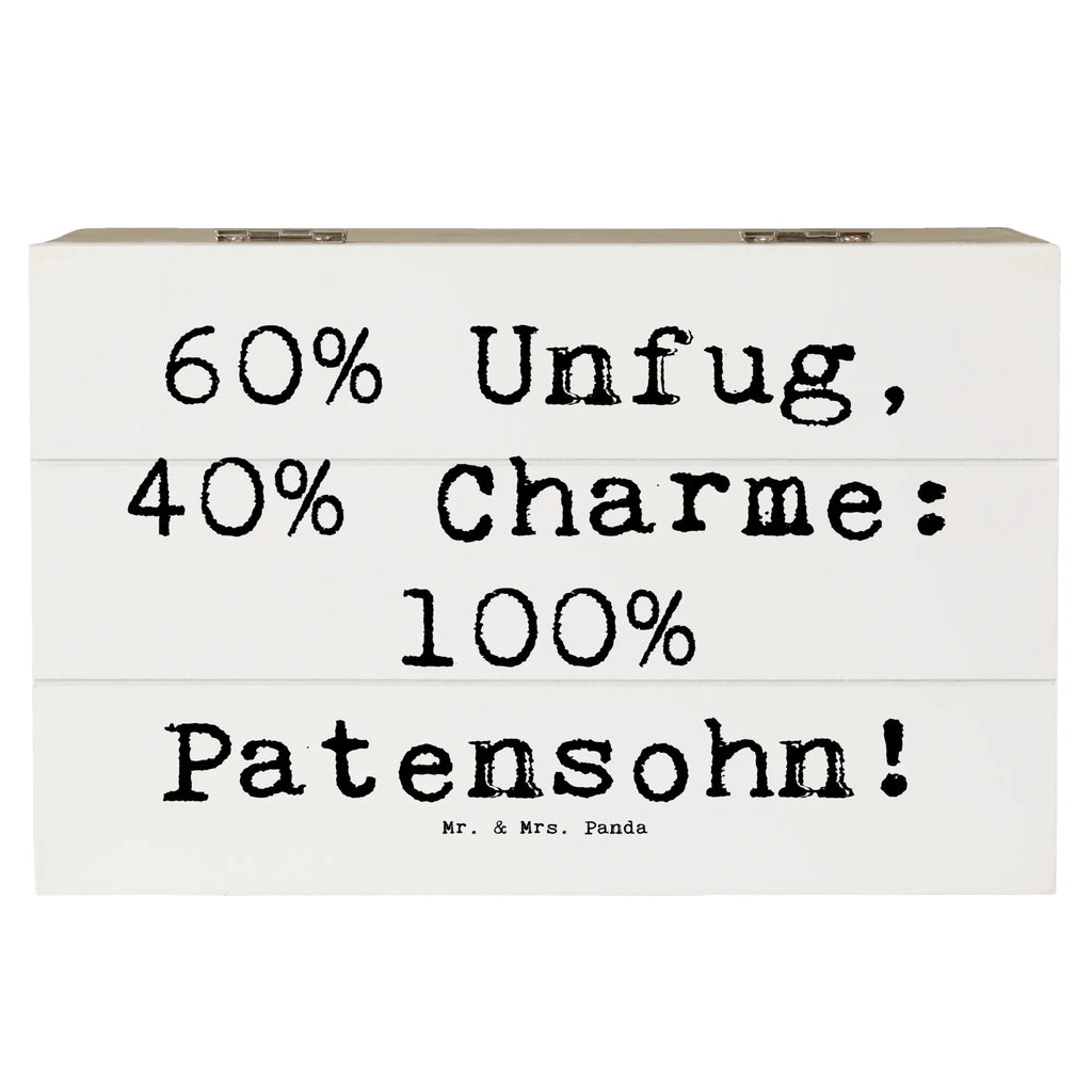 Wooden chest Saying 60% Unfug, 40% Charme: 100% Patensohn! Truhe, Erinnerungsbox, Schatulle, Erinnerungskiste, Dekokiste, Geschenkbox, Geschenkdose, Kiste, Schatzkiste, Aufbewahrungsbox, XXL, Holzkiste, Familie, Vatertag, Muttertag, Bruder, Schwester, Mama, Papa, Oma, Opa