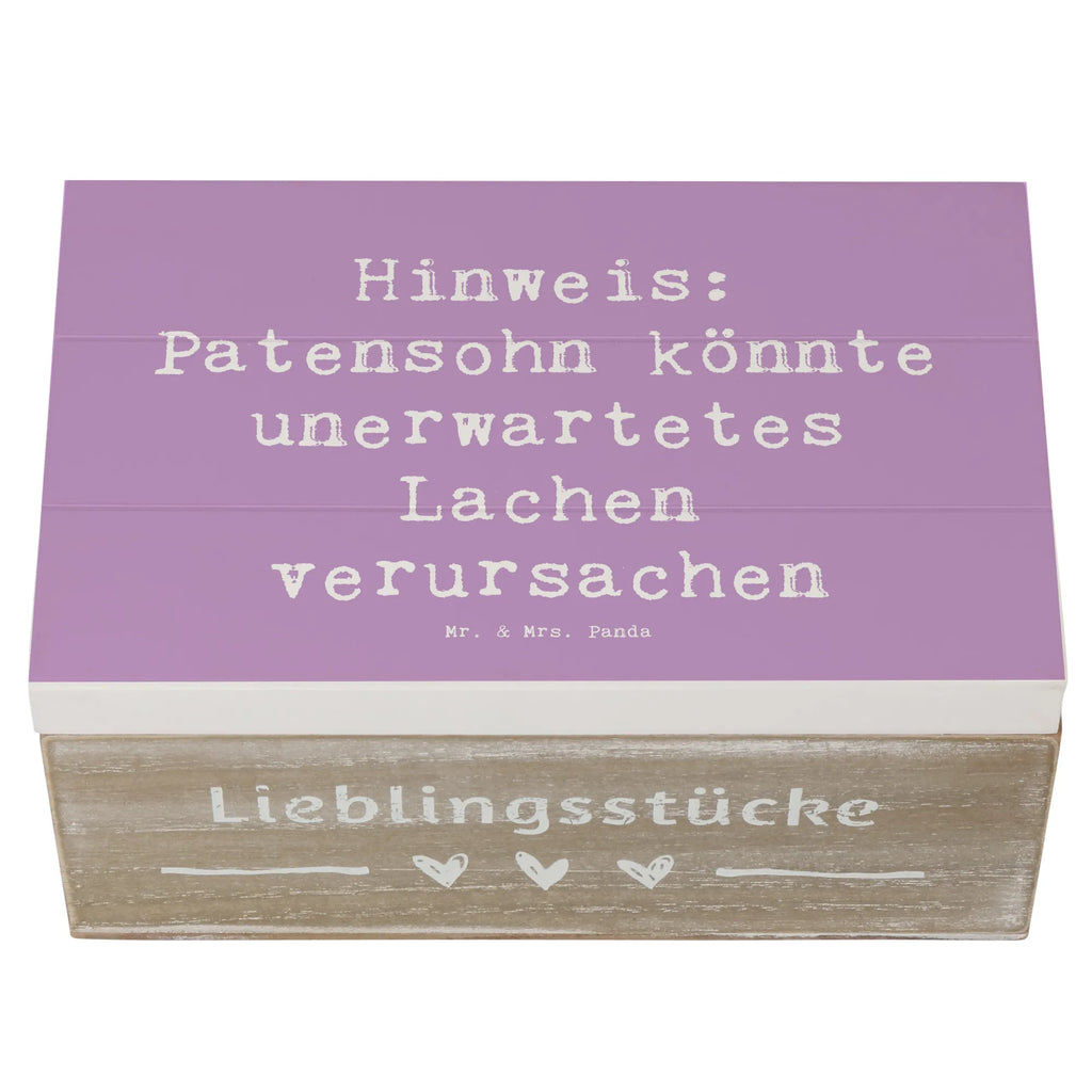 Wooden chest Saying Hinweis: Patensohn könnte unerwartetes Lachen verursachen Schatulle, Dekokiste, Truhe, Aufbewahrungsbox, Erinnerungsbox, Holzkiste, Schatzkiste, Kiste, Erinnerungskiste, XXL, Geschenkbox, Geschenkdose, Familie, Vatertag, Muttertag, Bruder, Schwester, Mama, Papa, Oma, Opa