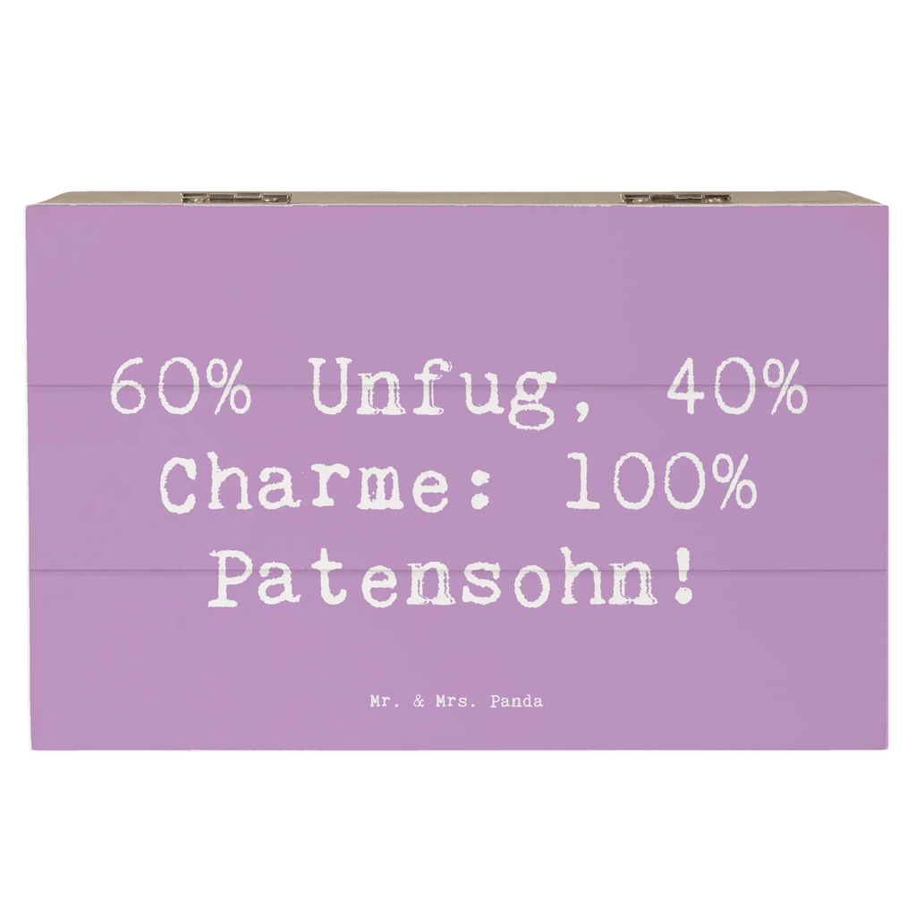 Wooden chest Saying 60% Unfug, 40% Charme: 100% Patensohn! Truhe, Erinnerungsbox, Schatulle, Erinnerungskiste, Dekokiste, Geschenkbox, Geschenkdose, Kiste, Schatzkiste, Aufbewahrungsbox, XXL, Holzkiste, Familie, Vatertag, Muttertag, Bruder, Schwester, Mama, Papa, Oma, Opa