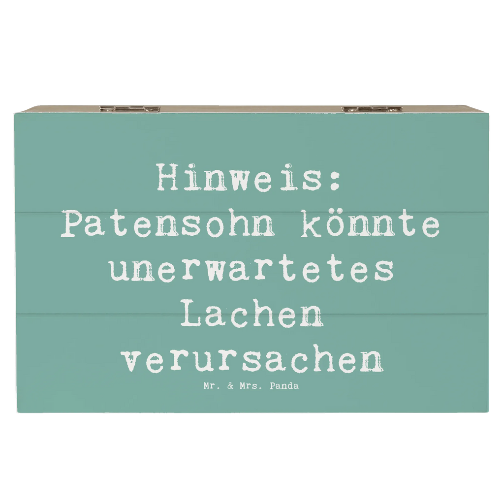Wooden chest Saying Hinweis: Patensohn könnte unerwartetes Lachen verursachen Schatulle, Dekokiste, Truhe, Aufbewahrungsbox, Erinnerungsbox, Holzkiste, Schatzkiste, Kiste, Erinnerungskiste, XXL, Geschenkbox, Geschenkdose, Familie, Vatertag, Muttertag, Bruder, Schwester, Mama, Papa, Oma, Opa