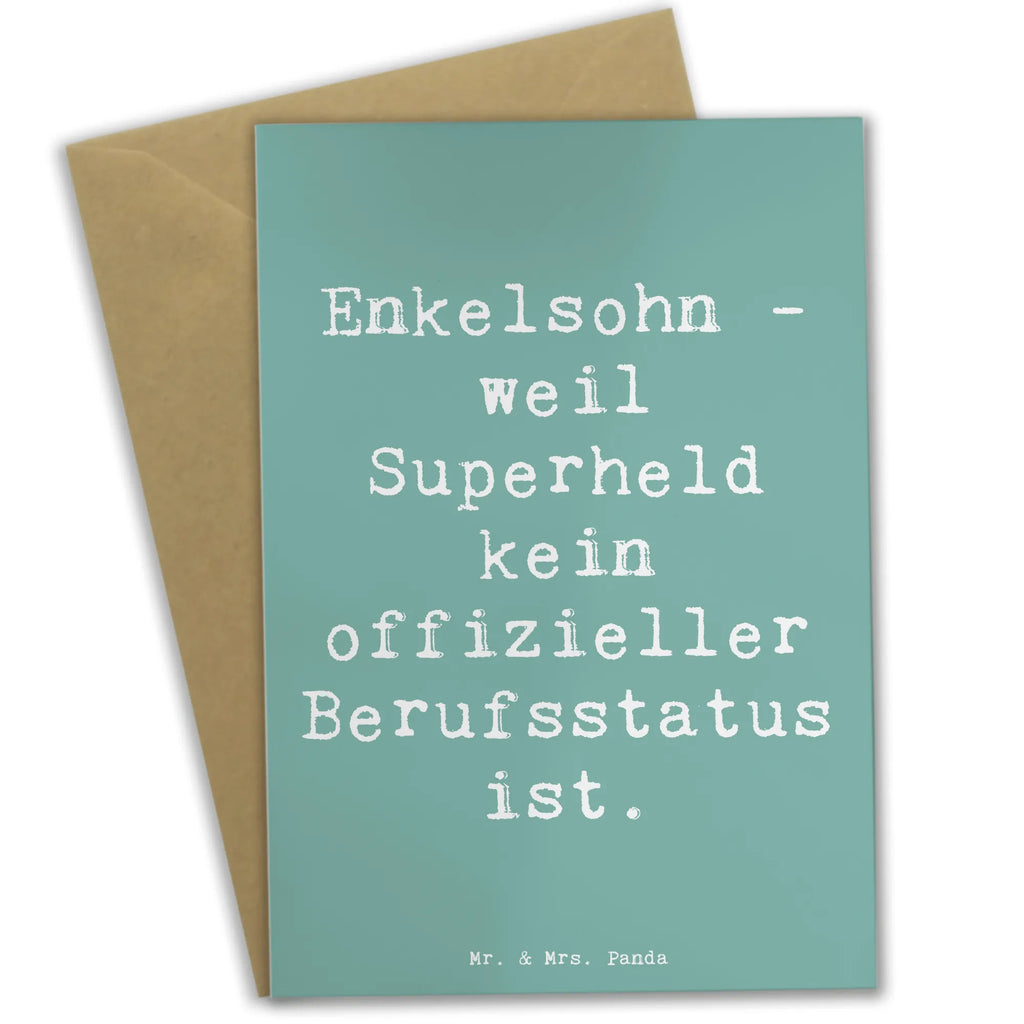 Greetings card Saying Enkelsohn - weil Superheld kein offizieller Berufsstatus ist. Grußkarte, Klappkarte, Einladungskarte, Glückwunschkarte, Hochzeitskarte, Geburtstagskarte, Karte, Ansichtskarten, Familie, Vatertag, Muttertag, Bruder, Schwester, Mama, Papa, Oma, Opa