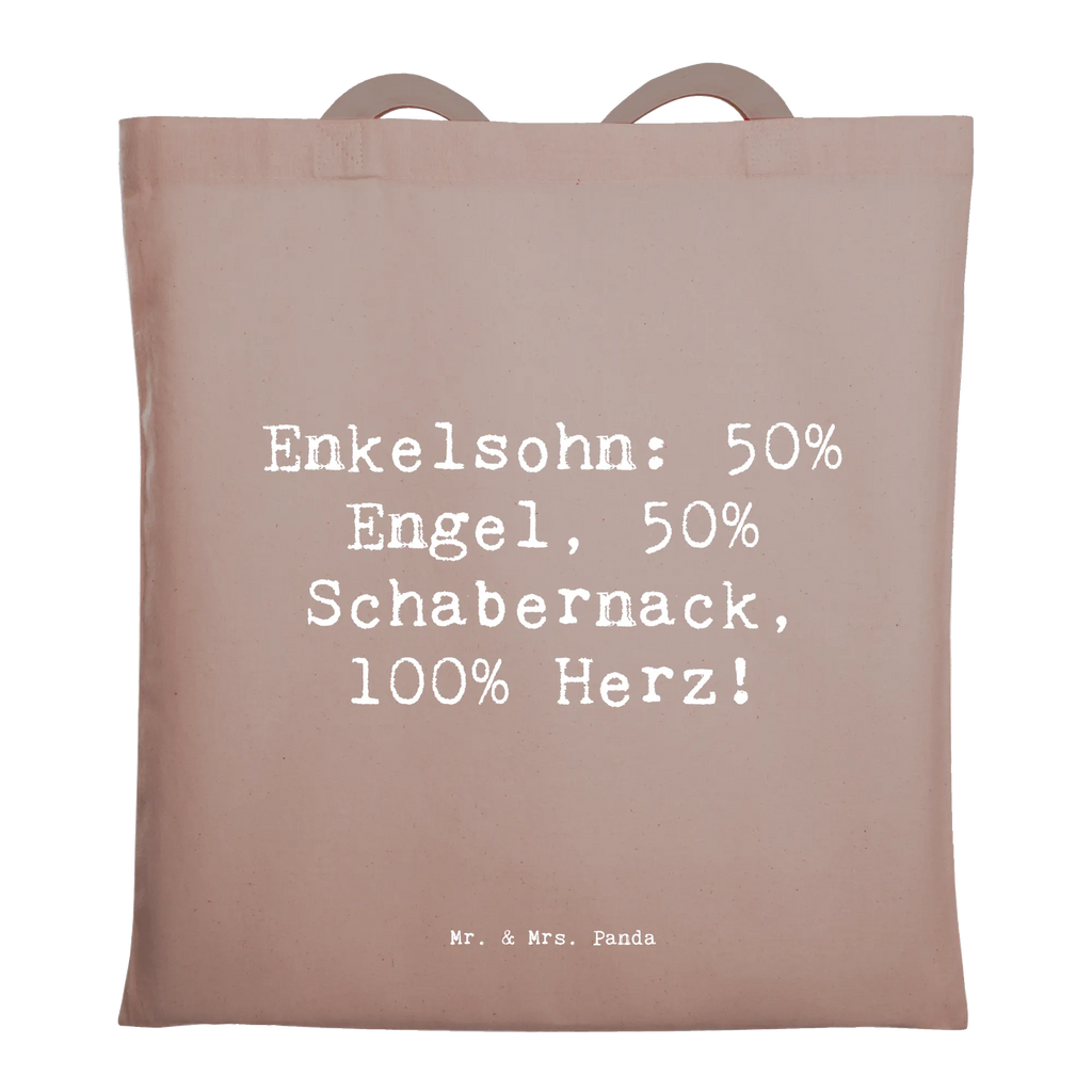 Tote bag Saying Enkelsohn: 50% Engel, 50% Schabernack, 100% Herz! Stoffbeutel, Badetasche, Shopper, Jutetasche, Tragetasche, Jutebeutel, Schultertasche, Stofftasche, Beuteltasche, Strandtasche, Laptoptasche, Einkaufstasche, Einkaufstüte, Umhängetasche, Tasche, Beutel, Familie, Vatertag, Muttertag, Bruder, Schwester, Mama, Papa, Oma, Opa