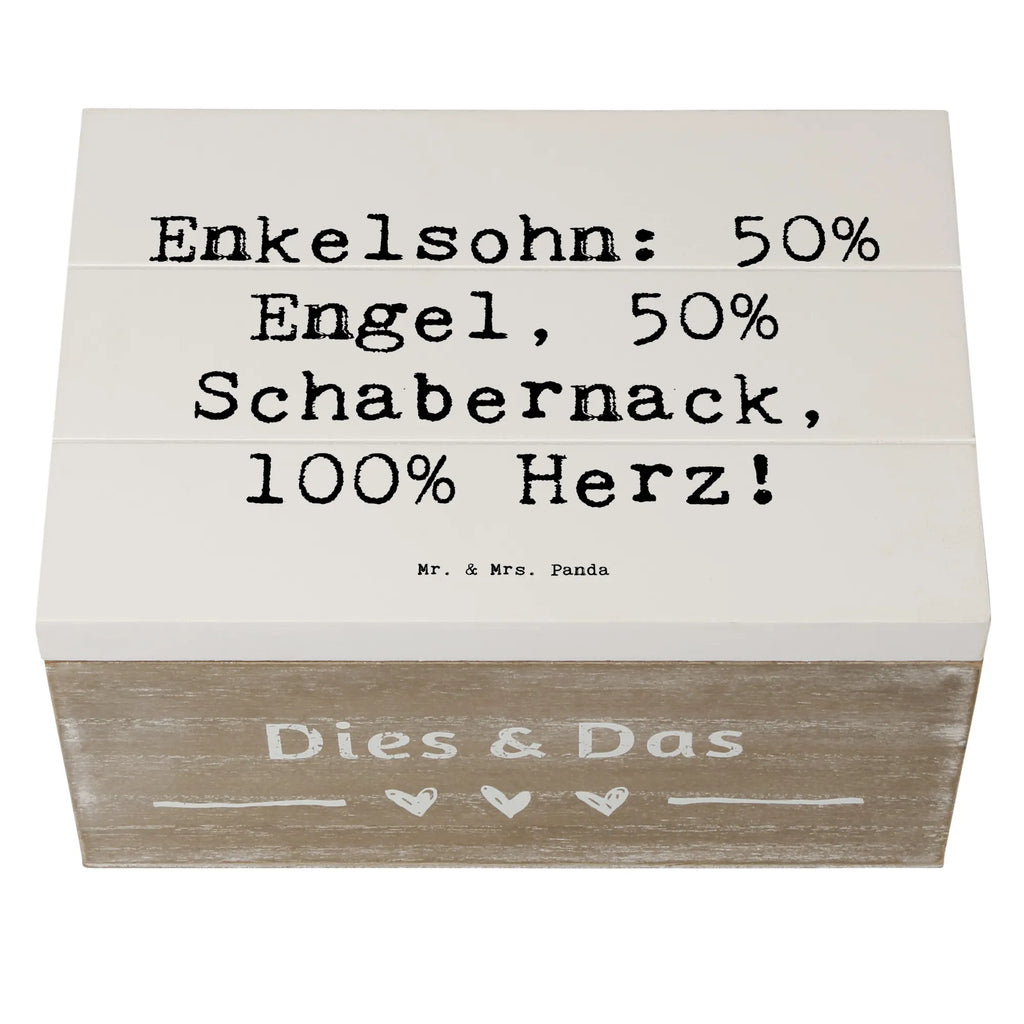 Wooden chest Saying Enkelsohn: 50% Engel, 50% Schabernack, 100% Herz! Aufbewahrungsbox, Geschenkbox, Kiste, Erinnerungskiste, XXL, Schatzkiste, Dekokiste, Erinnerungsbox, Holzkiste, Schatulle, Truhe, Geschenkdose, Familie, Vatertag, Muttertag, Bruder, Schwester, Mama, Papa, Oma, Opa