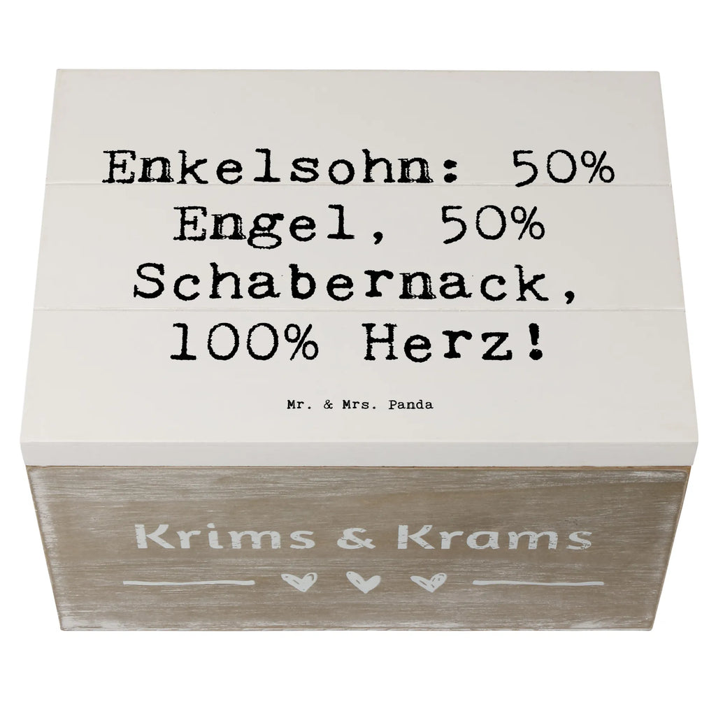 Wooden chest Saying Enkelsohn: 50% Engel, 50% Schabernack, 100% Herz! Aufbewahrungsbox, Geschenkbox, Kiste, Erinnerungskiste, XXL, Schatzkiste, Dekokiste, Erinnerungsbox, Holzkiste, Schatulle, Truhe, Geschenkdose, Familie, Vatertag, Muttertag, Bruder, Schwester, Mama, Papa, Oma, Opa