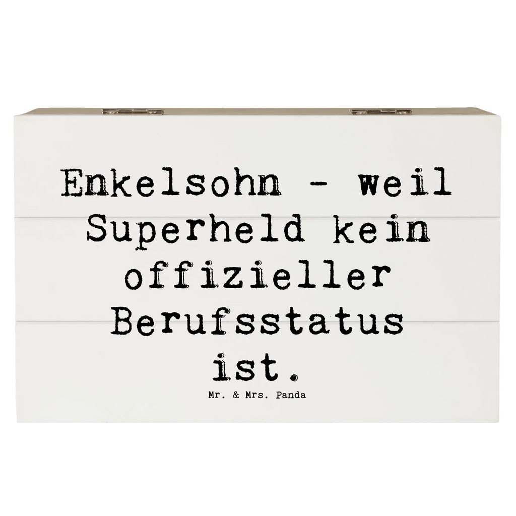 Wooden chest Saying Enkelsohn - weil Superheld kein offizieller Berufsstatus ist. Erinnerungsbox, Dekokiste, Schatzkiste, Schatulle, Geschenkbox, Geschenkdose, Kiste, Truhe, Aufbewahrungsbox, Erinnerungskiste, Holzkiste, XXL, Familie, Vatertag, Muttertag, Bruder, Schwester, Mama, Papa, Oma, Opa