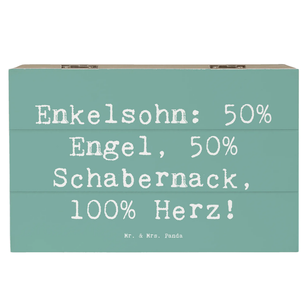 Wooden chest Saying Enkelsohn: 50% Engel, 50% Schabernack, 100% Herz! Aufbewahrungsbox, Geschenkbox, Kiste, Erinnerungskiste, XXL, Schatzkiste, Dekokiste, Erinnerungsbox, Holzkiste, Schatulle, Truhe, Geschenkdose, Familie, Vatertag, Muttertag, Bruder, Schwester, Mama, Papa, Oma, Opa