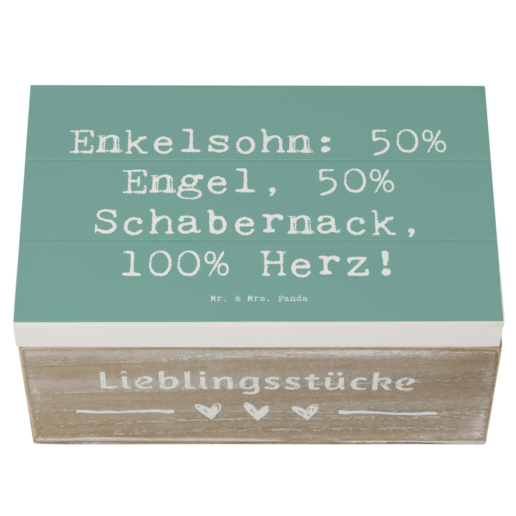 Wooden chest Saying Enkelsohn: 50% Engel, 50% Schabernack, 100% Herz! Aufbewahrungsbox, Geschenkbox, Kiste, Erinnerungskiste, XXL, Schatzkiste, Dekokiste, Erinnerungsbox, Holzkiste, Schatulle, Truhe, Geschenkdose, Familie, Vatertag, Muttertag, Bruder, Schwester, Mama, Papa, Oma, Opa