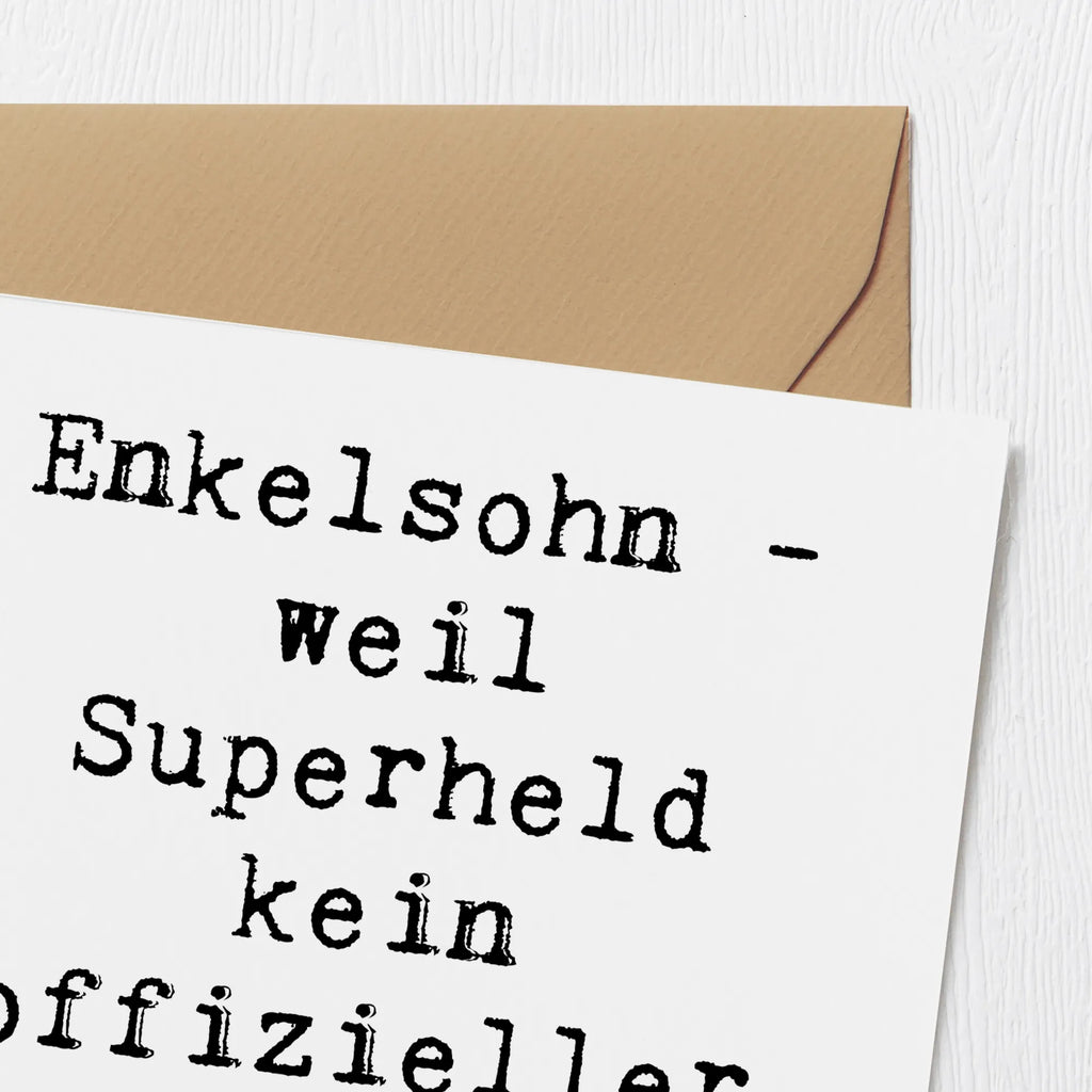 Deluxe Card Saying Enkelsohn - weil Superheld kein offizieller Berufsstatus ist. Karte, Hochwertige Klappkarte, Grußkarte, Geburtstagskarte, Hochzeitskarte, Hochwertige Grußkarte, Einladungskarte, Klappkarte, Glückwunschkarte, Familie, Vatertag, Muttertag, Bruder, Schwester, Mama, Papa, Oma, Opa