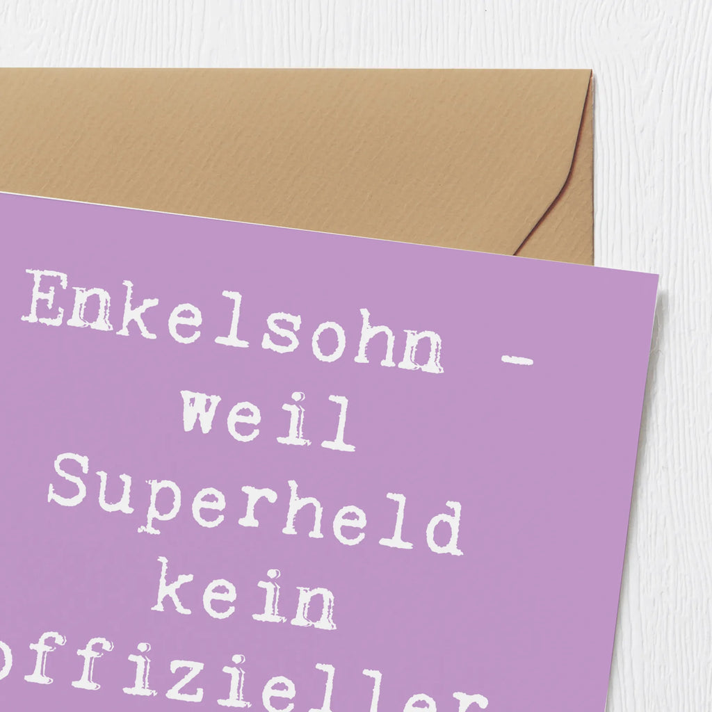 Deluxe Card Saying Enkelsohn - weil Superheld kein offizieller Berufsstatus ist. Karte, Hochwertige Klappkarte, Grußkarte, Geburtstagskarte, Hochzeitskarte, Hochwertige Grußkarte, Einladungskarte, Klappkarte, Glückwunschkarte, Familie, Vatertag, Muttertag, Bruder, Schwester, Mama, Papa, Oma, Opa