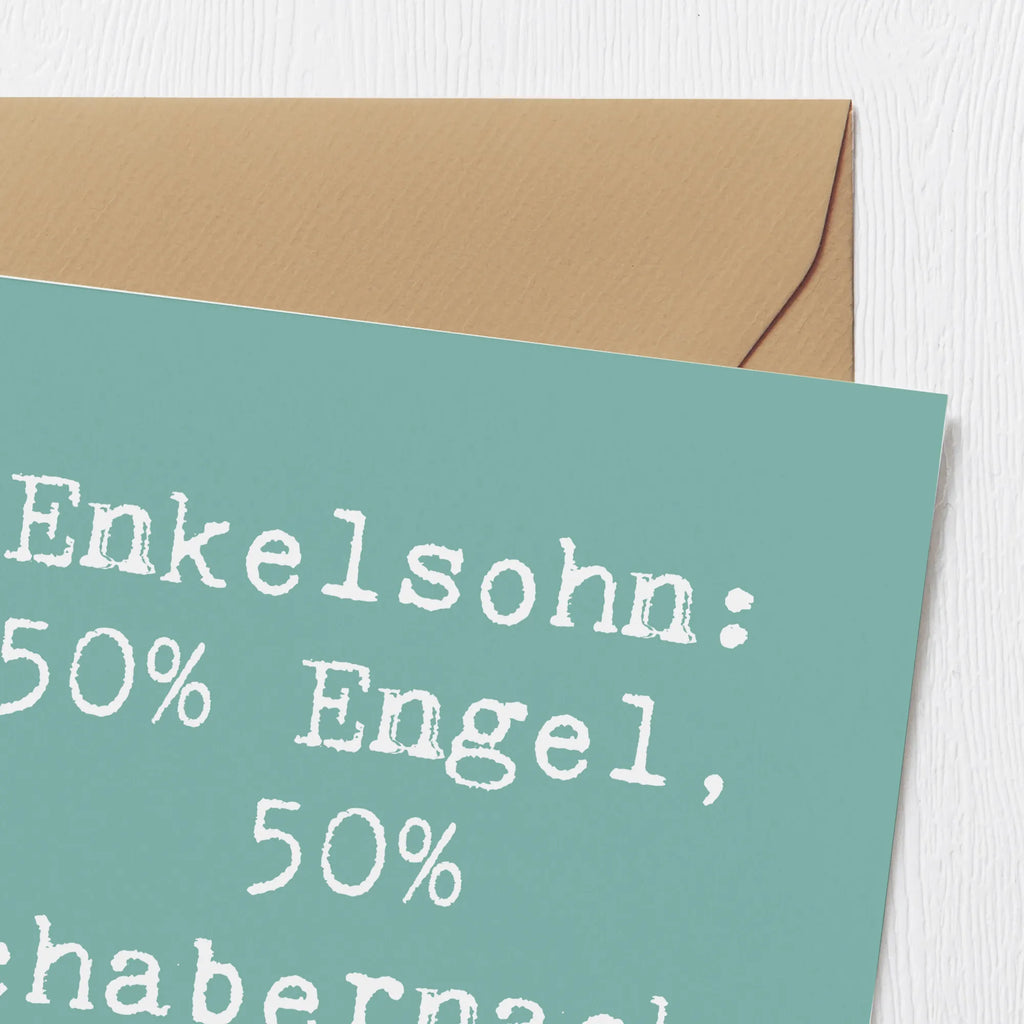 Deluxe Card Saying Enkelsohn: 50% Engel, 50% Schabernack, 100% Herz! Hochzeitskarte, Hochwertige Grußkarte, Karte, Geburtstagskarte, Grußkarte, Klappkarte, Einladungskarte, Glückwunschkarte, Hochwertige Klappkarte, Familie, Vatertag, Muttertag, Bruder, Schwester, Mama, Papa, Oma, Opa
