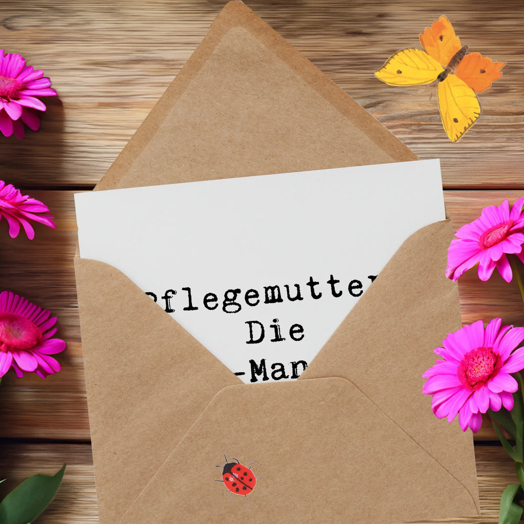 Deluxe Karte Spruch Pflegemutter Managerin Hochwertige Grußkarte, Hochwertige Klappkarte, Glückwunschkarte, Grußkarte, Hochzeitskarte, Einladungskarte, Geburtstagskarte, Karte, Klappkarte, Familie, Vatertag, Muttertag, Bruder, Schwester, Mama, Papa, Oma, Opa
