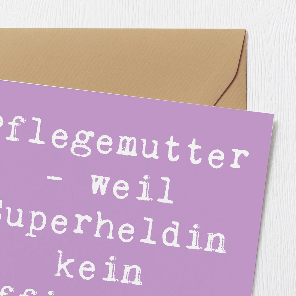 Deluxe Karte Spruch Pflegemutter Superheldin Glückwunschkarte, Hochwertige Klappkarte, Hochzeitskarte, Grußkarte, Geburtstagskarte, Einladungskarte, Karte, Klappkarte, Hochwertige Grußkarte, Familie, Vatertag, Muttertag, Bruder, Schwester, Mama, Papa, Oma, Opa