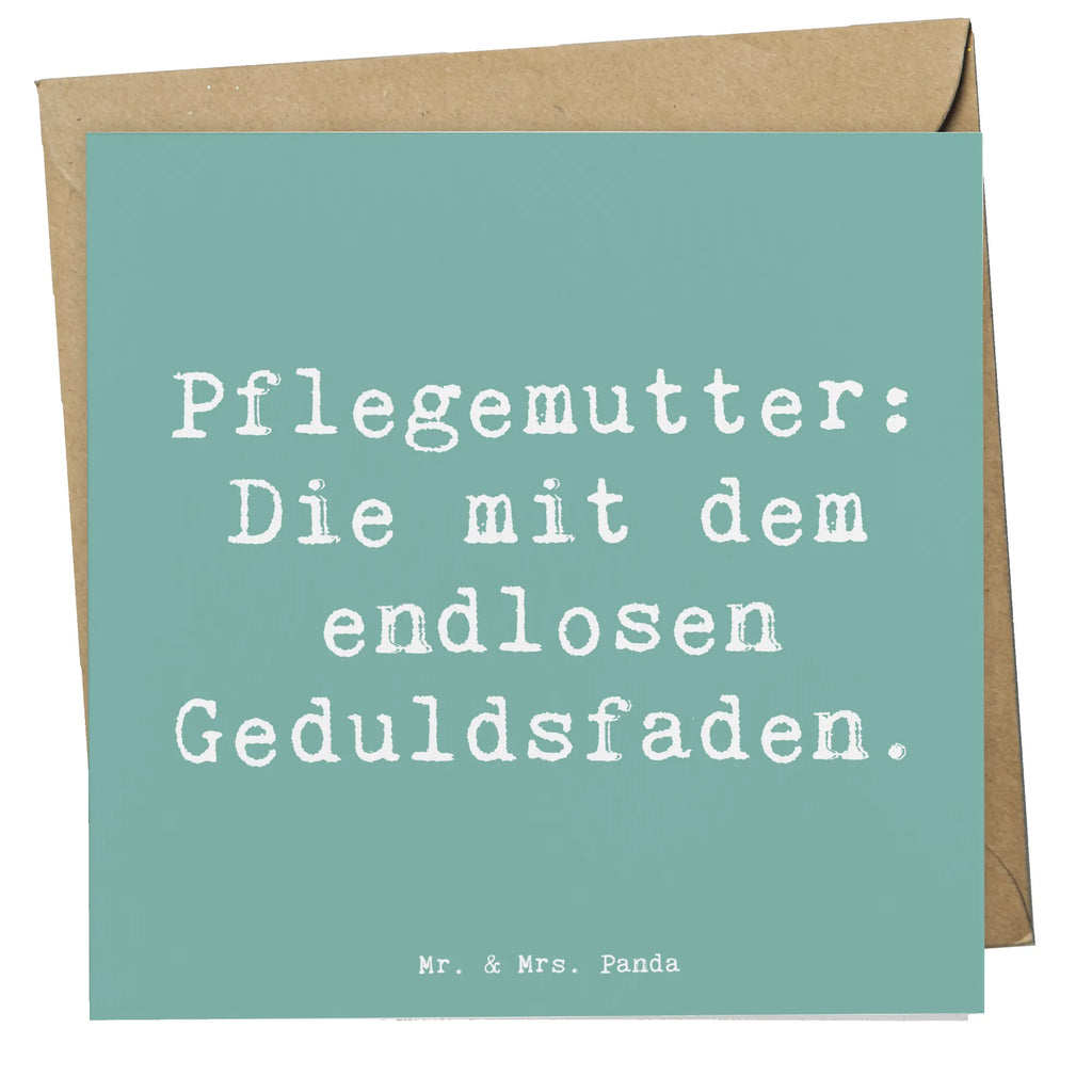 Deluxe Card Saying Pflegemutter: Die mit dem endlosen Geduldsfaden. Geburtstagskarte, Karte, Klappkarte, Einladungskarte, Hochwertige Grußkarte, Hochwertige Klappkarte, Glückwunschkarte, Grußkarte, Hochzeitskarte, Familie, Vatertag, Muttertag, Bruder, Schwester, Mama, Papa, Oma, Opa
