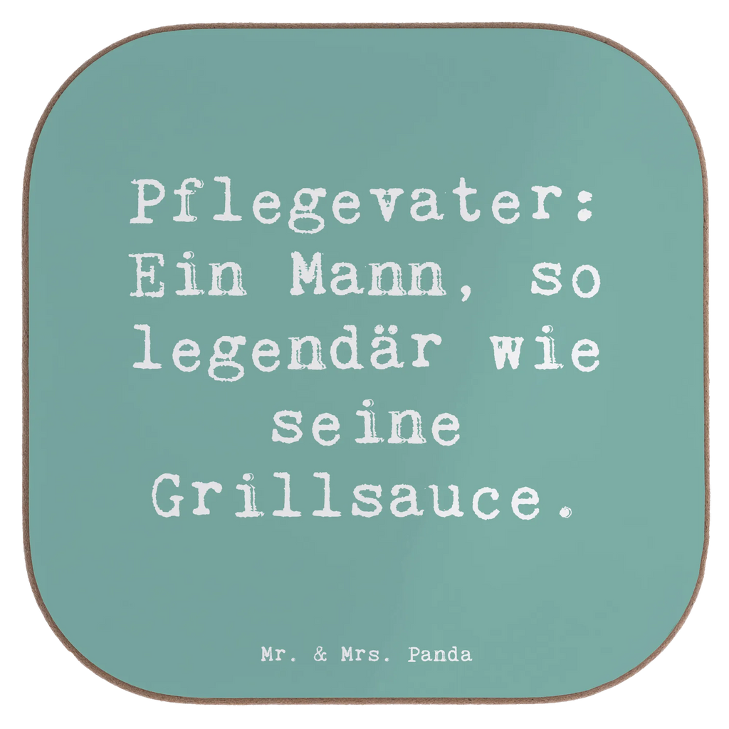Square coaster Saying Pflegevater: Ein Mann, so legendär wie seine Grillsauce. Untersetzer, Bierdeckel, Glasuntersetzer, Untersetzer Gläser, Getränkeuntersetzer, Untersetzer aus Holz, Untersetzer für Gläser, Korkuntersetzer, Untersetzer Holz, Holzuntersetzer, Tassen Untersetzer, Untersetzer Design, Familie, Vatertag, Muttertag, Bruder, Schwester, Mama, Papa, Oma, Opa