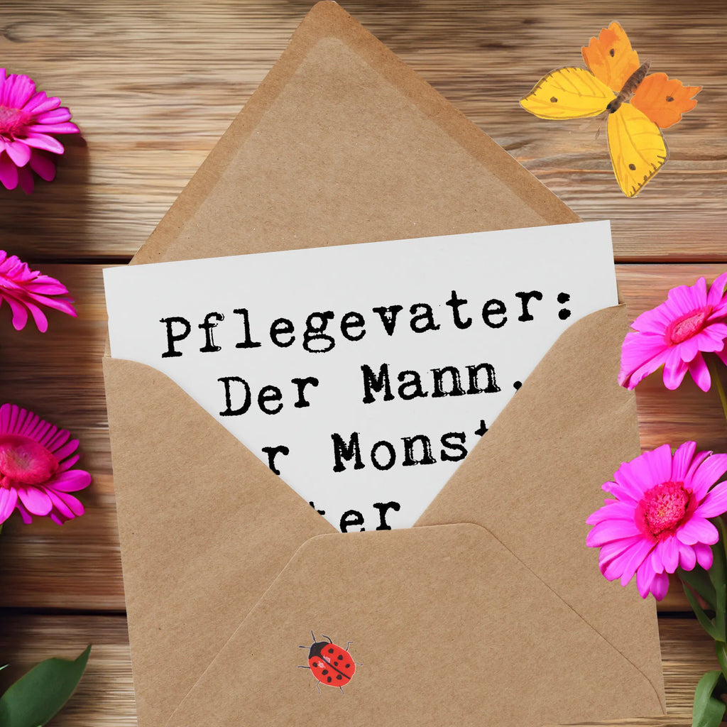 Deluxe Karte Spruch Pflegevater Held Einladungskarte, Hochwertige Klappkarte, Glückwunschkarte, Klappkarte, Grußkarte, Hochwertige Grußkarte, Karte, Hochzeitskarte, Geburtstagskarte, Familie, Vatertag, Muttertag, Bruder, Schwester, Mama, Papa, Oma, Opa