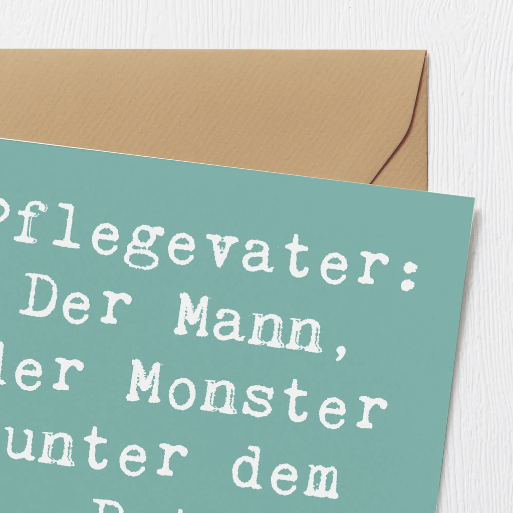 Deluxe Karte Spruch Pflegevater Held Einladungskarte, Hochwertige Klappkarte, Glückwunschkarte, Klappkarte, Grußkarte, Hochwertige Grußkarte, Karte, Hochzeitskarte, Geburtstagskarte, Familie, Vatertag, Muttertag, Bruder, Schwester, Mama, Papa, Oma, Opa