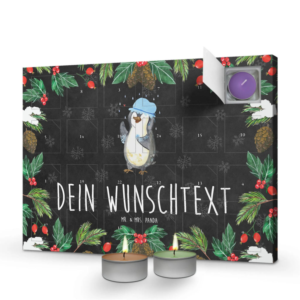 Personalisierter Duftkerzen Adventskalender Pinguin Duschen Personalisierter Duftkerzen Adventskalender, Pinguin, Duschen, Pinguine, glücklich sein, Lebensmotto, Neustart, Motivation, Dusche, Neuanfang