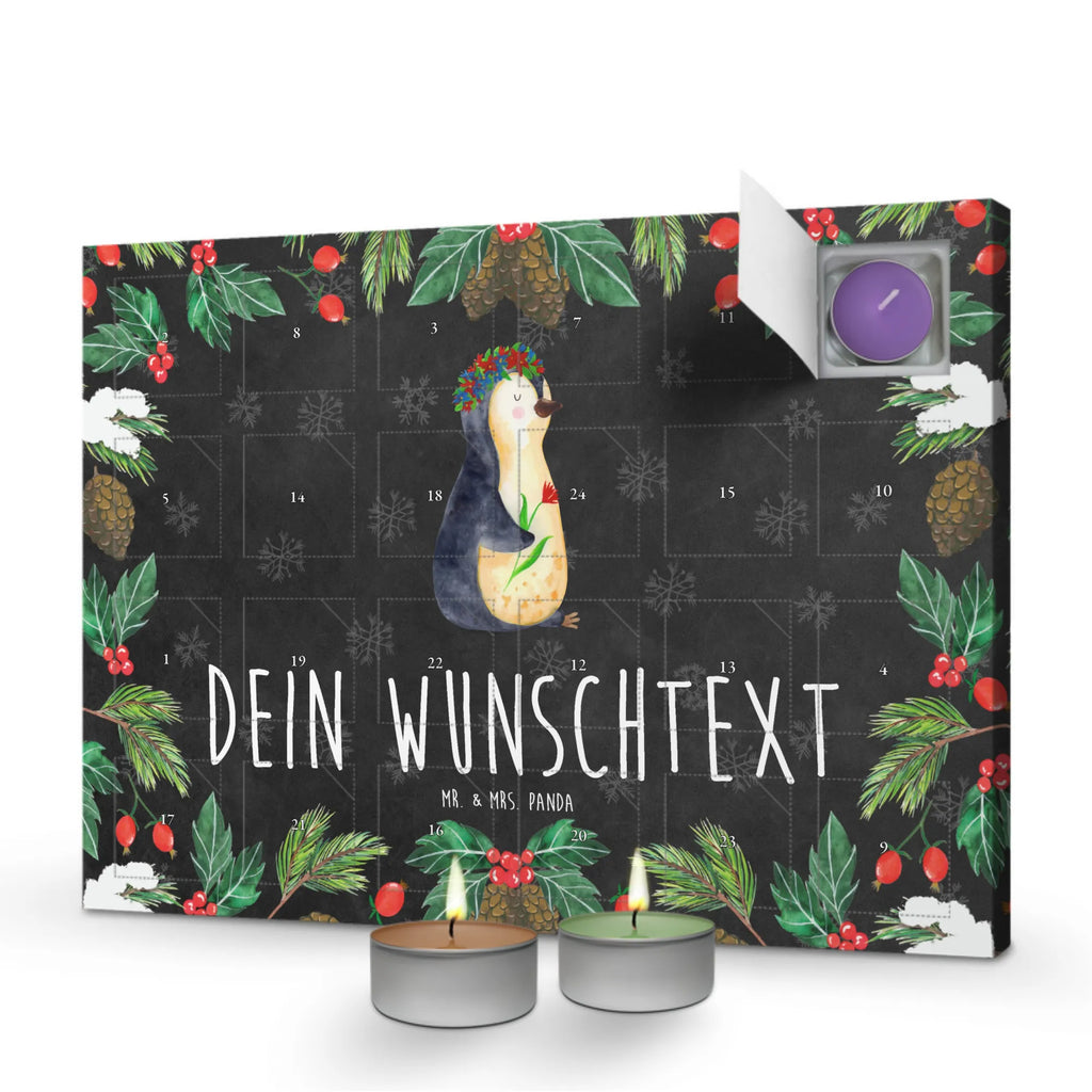  pingwin kwiaty Personalisierter Duftkerzen Adventskalender, Pinguin, Lebensziele, Lebenslust, Leben, Geschenkidee, Blumenkranz, Liebeskummer, Ziele, Universum, Wünsche, Motivation, Pinguine