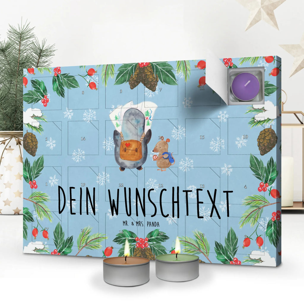 Personalisierter Duftkerzen Adventskalender Pinguin & Maus Wanderer Personalisierter Duftkerzen Adventskalender, Pinguin, Wandern, Wanderlust, Ausflug, Roadtrip, Abenteuer, Abenteurer, Pinguine