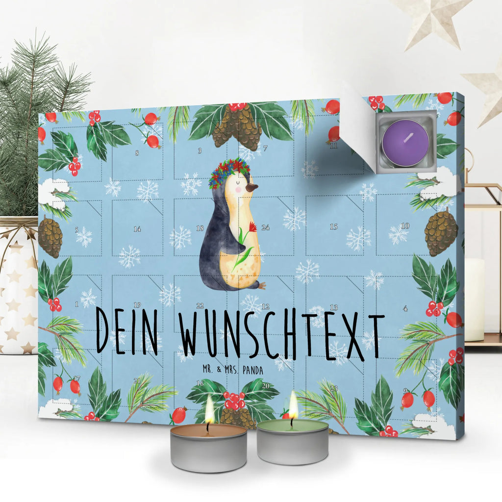  pingwin kwiaty Personalisierter Duftkerzen Adventskalender, Pinguin, Lebensziele, Lebenslust, Leben, Geschenkidee, Blumenkranz, Liebeskummer, Ziele, Universum, Wünsche, Motivation, Pinguine